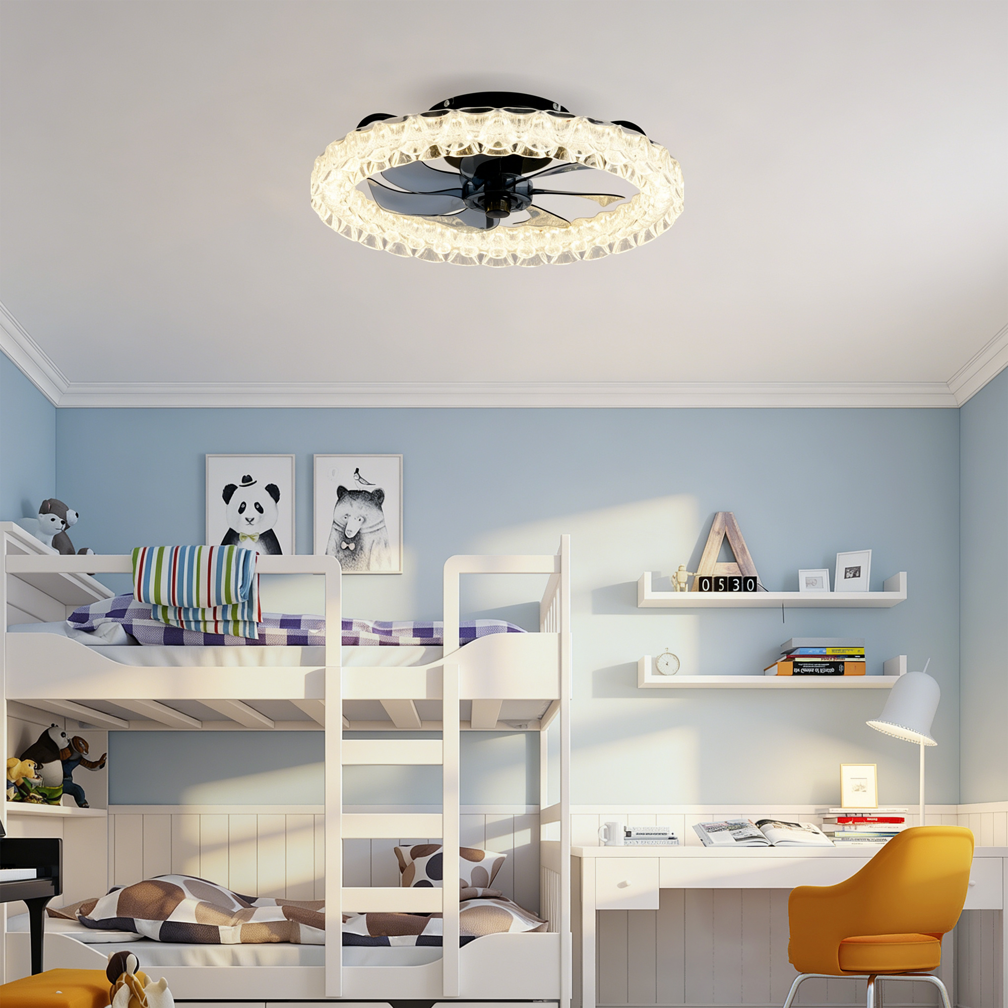 Galaxy Ceiling Fans With Kit ,LED Light Source And Remote Control, 3000-6500K Dimmable Modern Flush Mount LED Fan Light, 6 Speeds, Quiet DC Motor For Living Room, Bedroom,Kitchen----Matte Black — foto 3