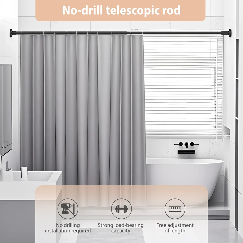 Adjustable Telescopic Pole No Drill1.9m Extendable Hanging Rod Bathroom Curtain Clothes Drying Storage Organization Multipurpose
