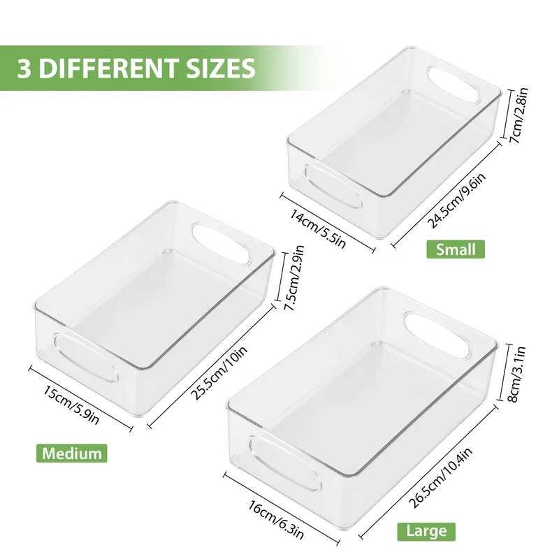 Clear Stackable Fridge Bins (6-Piece)