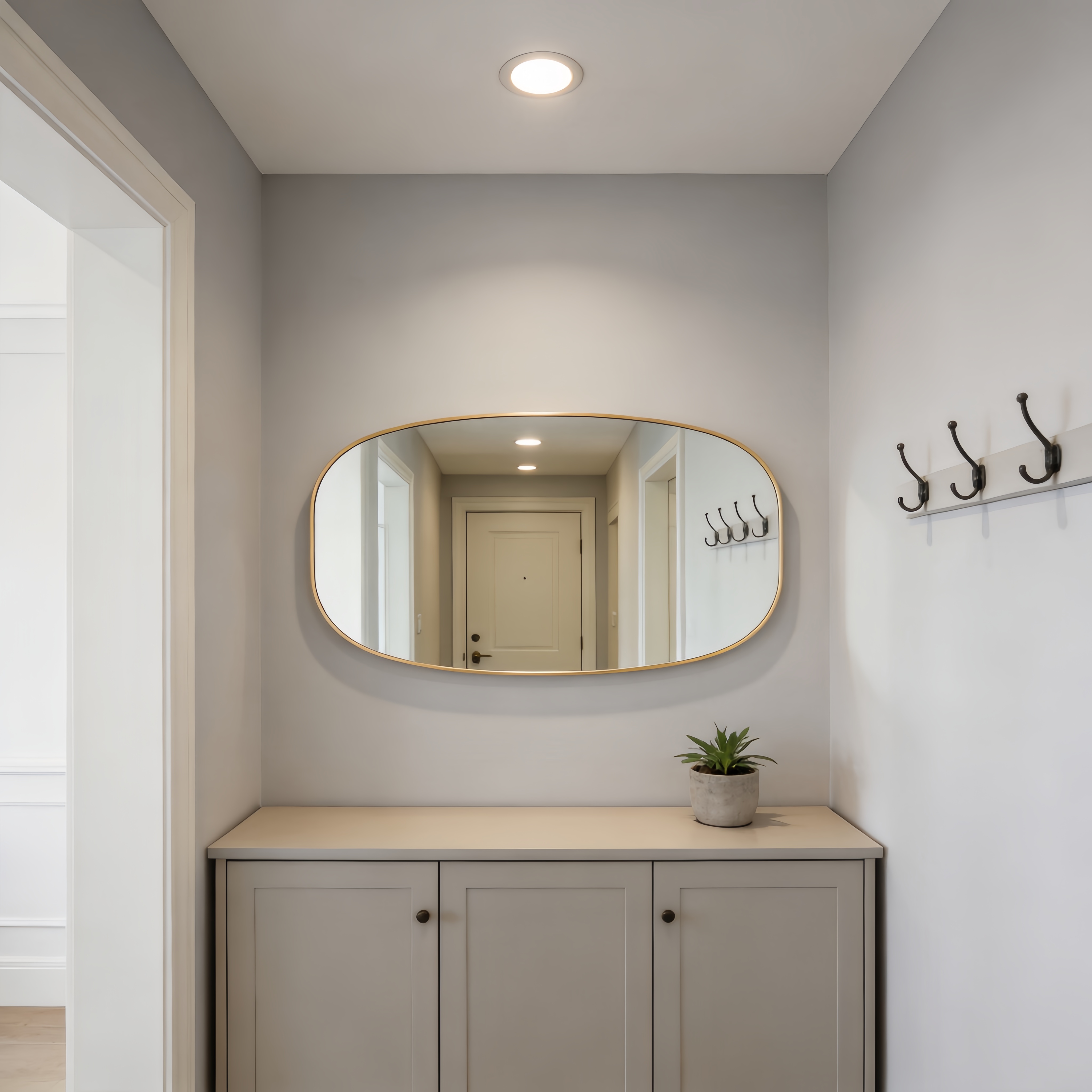 30x48 In Gold Metal Framed Oval Vanity Bathrrom Mirror For Wall thumbnail 5