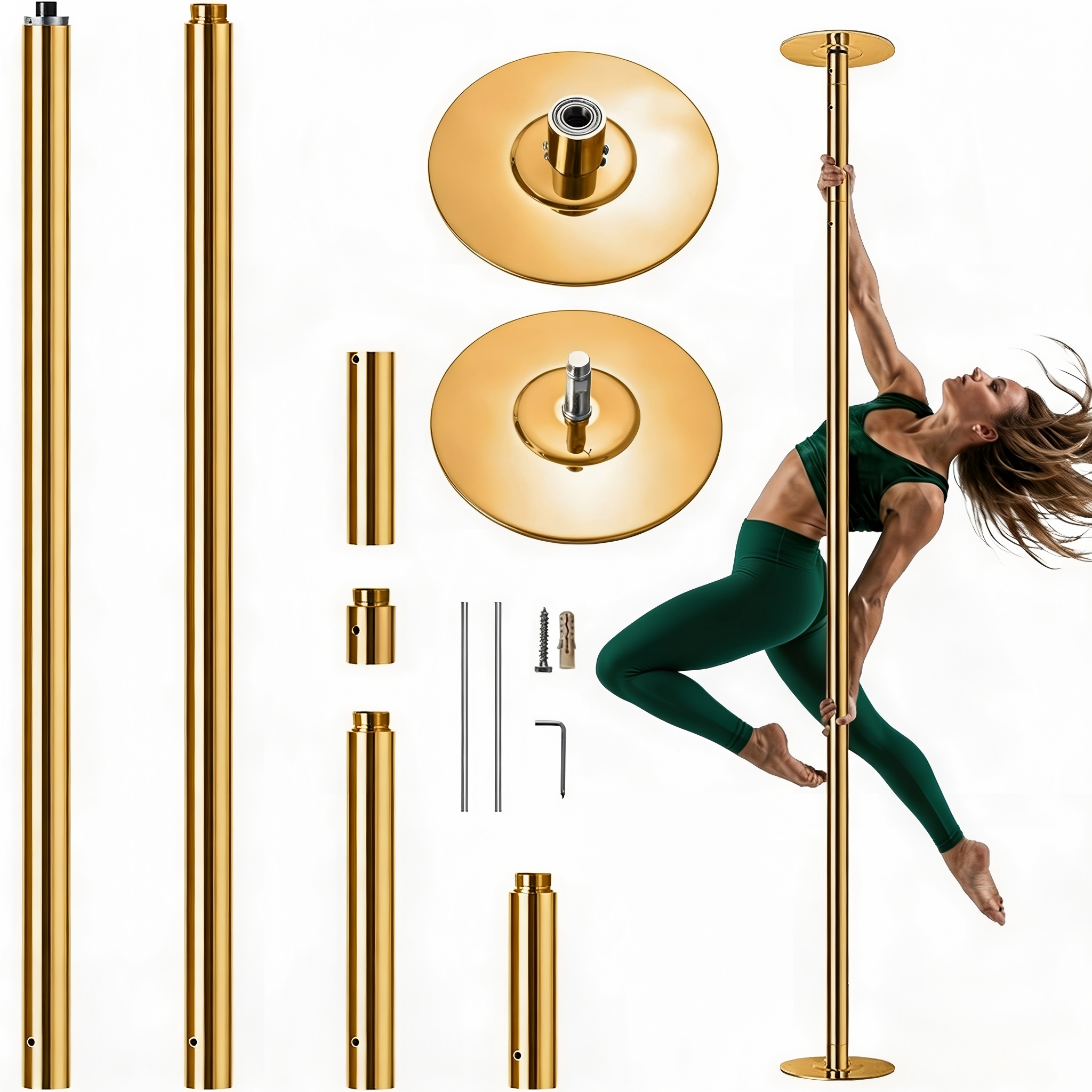 Professional Dancing Pole Kit, Heavy-Duty Steel Dance Pole, Height Adjustable Removable Spinning Static Dual Mode, Portable Dance Equipment For Home, Studio, Gym And Stage Performance — foto 2