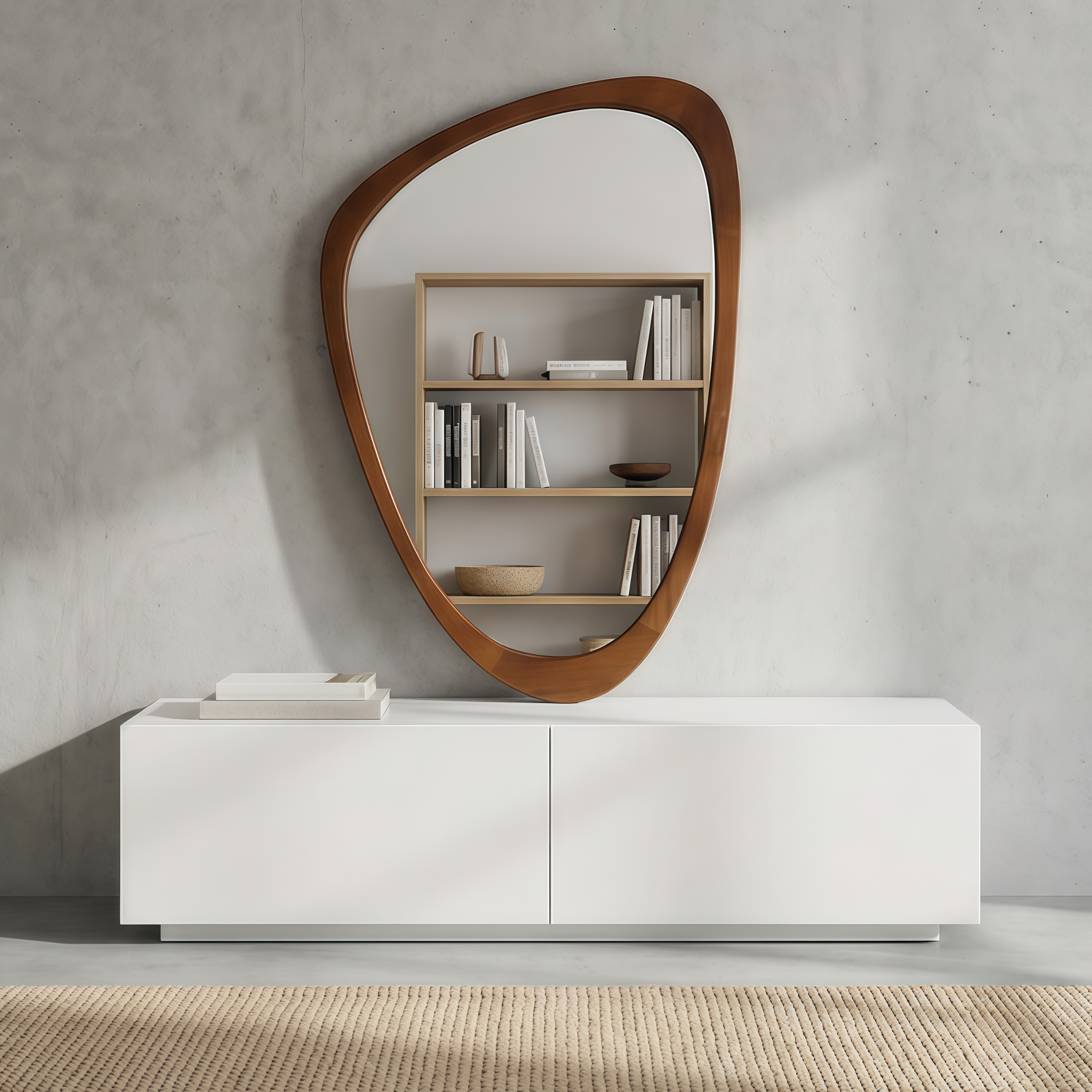 Miroir décoratif à cadre irrégulier en bois massif, couleur bois de noyer noir 24x36 – Image 5