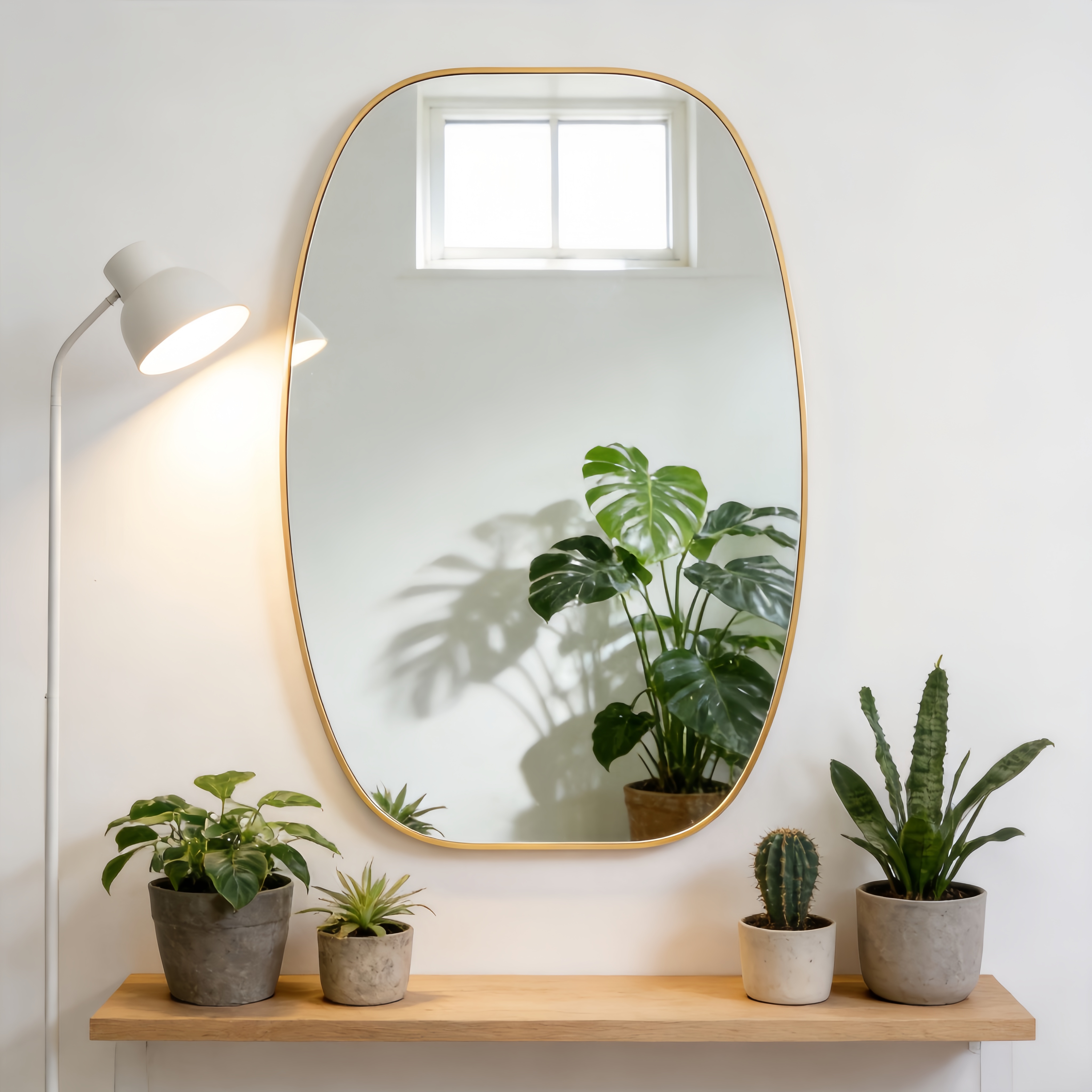 30x48 In Gold Metal Framed Oval Vanity Bathrrom Mirror For Wall