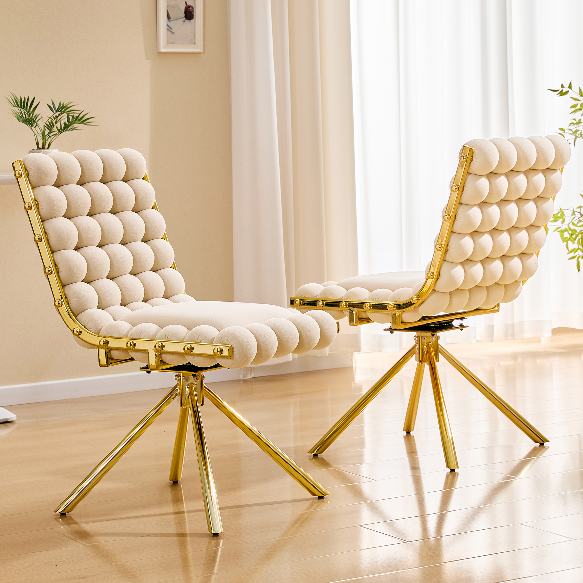 Velvet Swivel Accent Chair Set