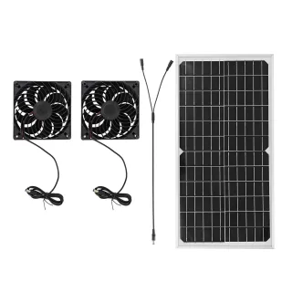 Solar Exhaust Fan Kit With 16W Solar Panel 2 High Speed Brushless DC Fan Solar Powered Vent Fan For Greenhouse Chicken Coop Attic Barn Shed