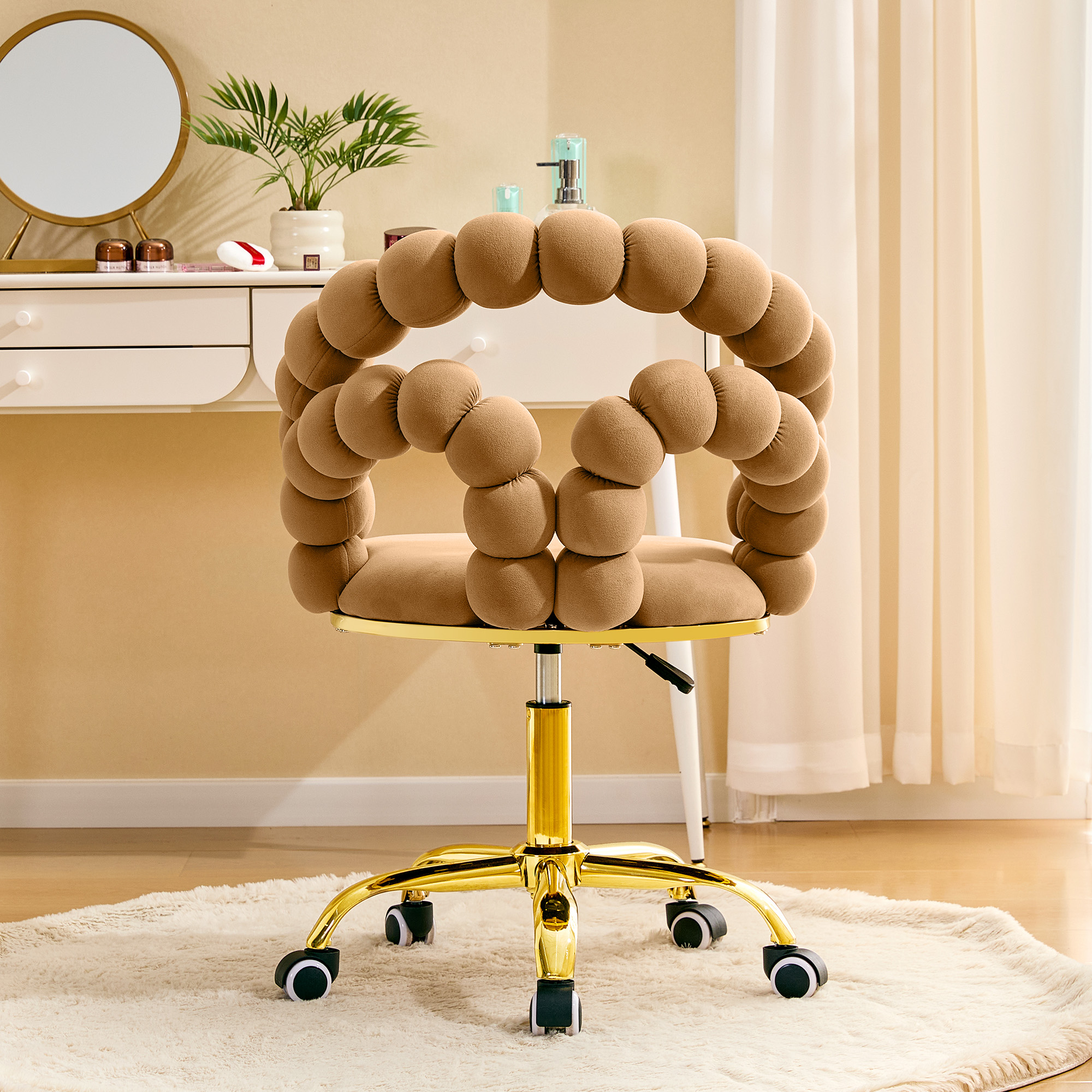 Velvet Swivel Office Chair, picture 2 of 4