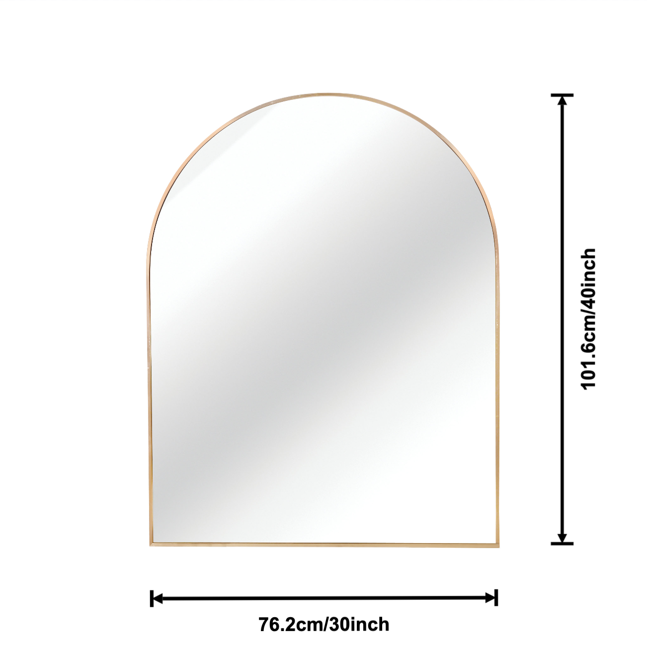 Miroir de salle de bain arqué avec cadre en métal doré de 30 x 40 pouces pour mur – Image 2