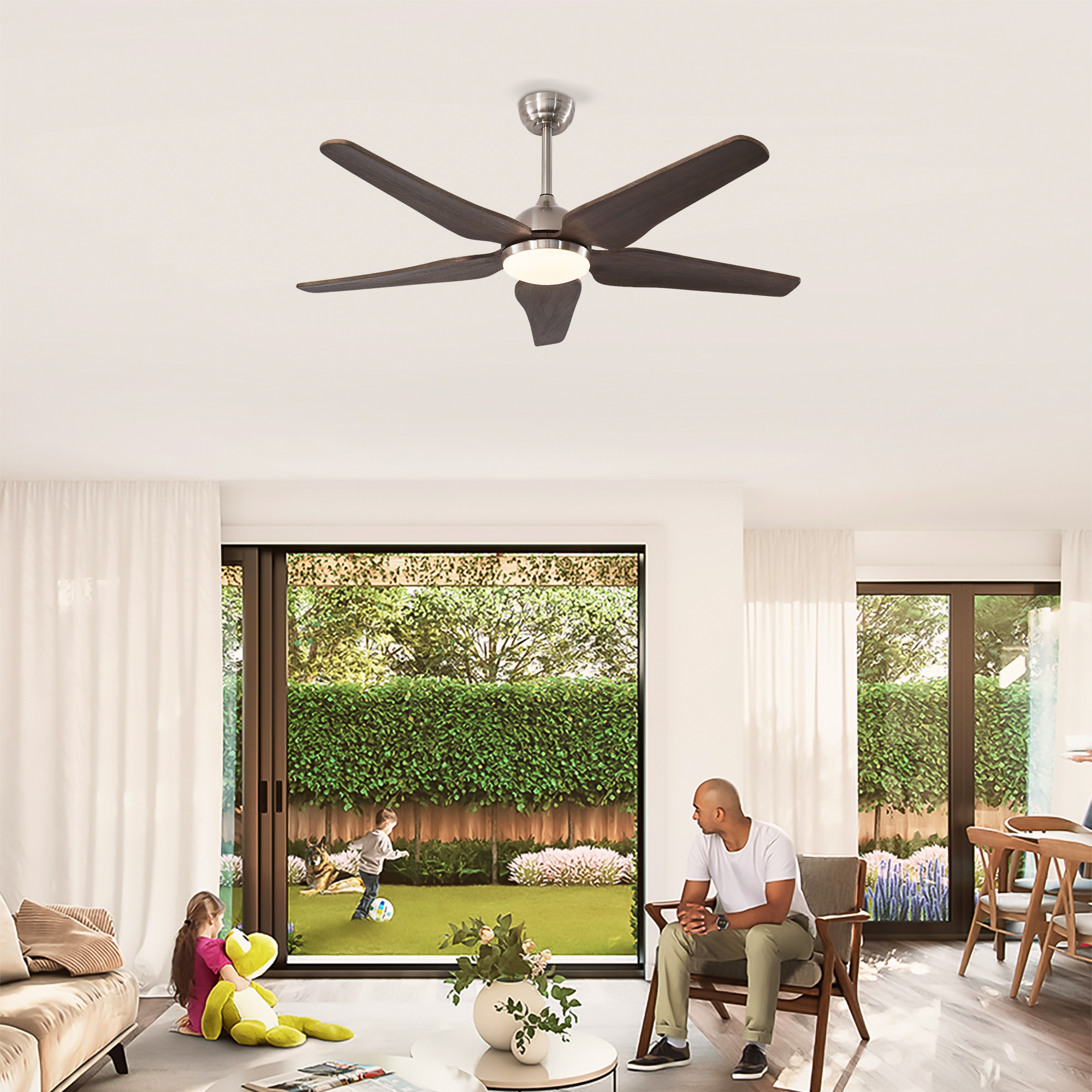 52  Ceiling Fan With Lights Quiet DC Motor  Ceiling Fans 6 Speed Levels,Reversible Ceiling Fan, For Patio Living Room, Bedroom — foto 3