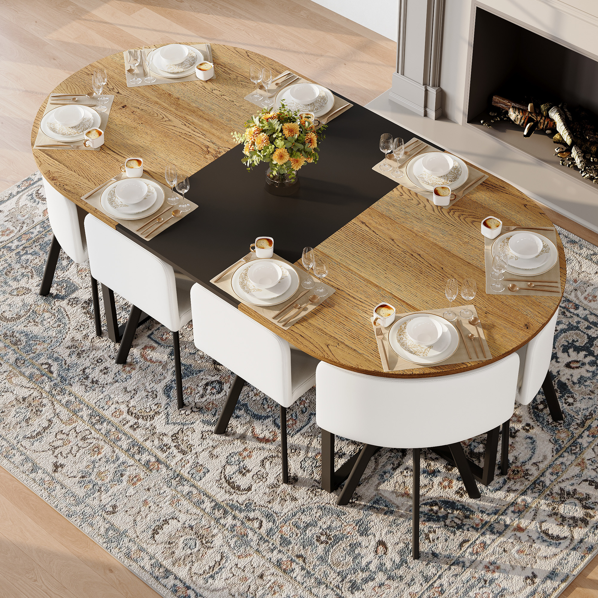 9-Piece Oval Dining Table Set, picture 4 of 5