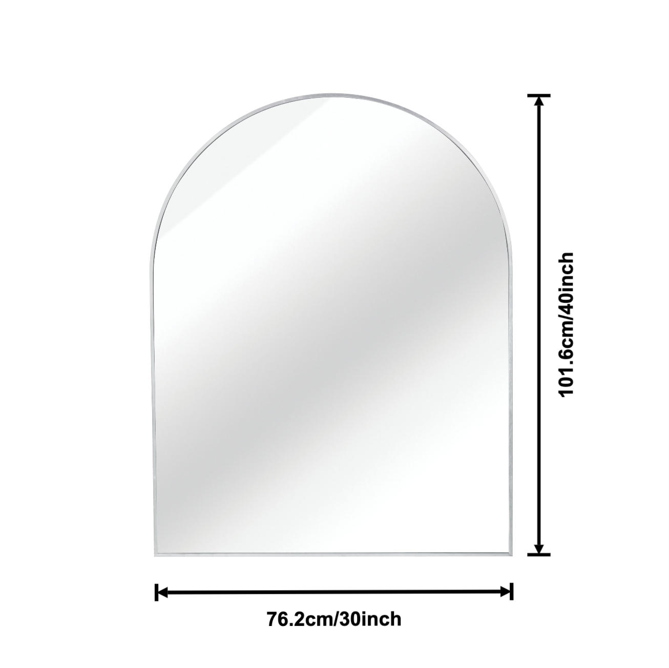 Miroir de salle de bain arqué avec cadre en métal argenté de 30 x 40 pouces pour mur – Image 5