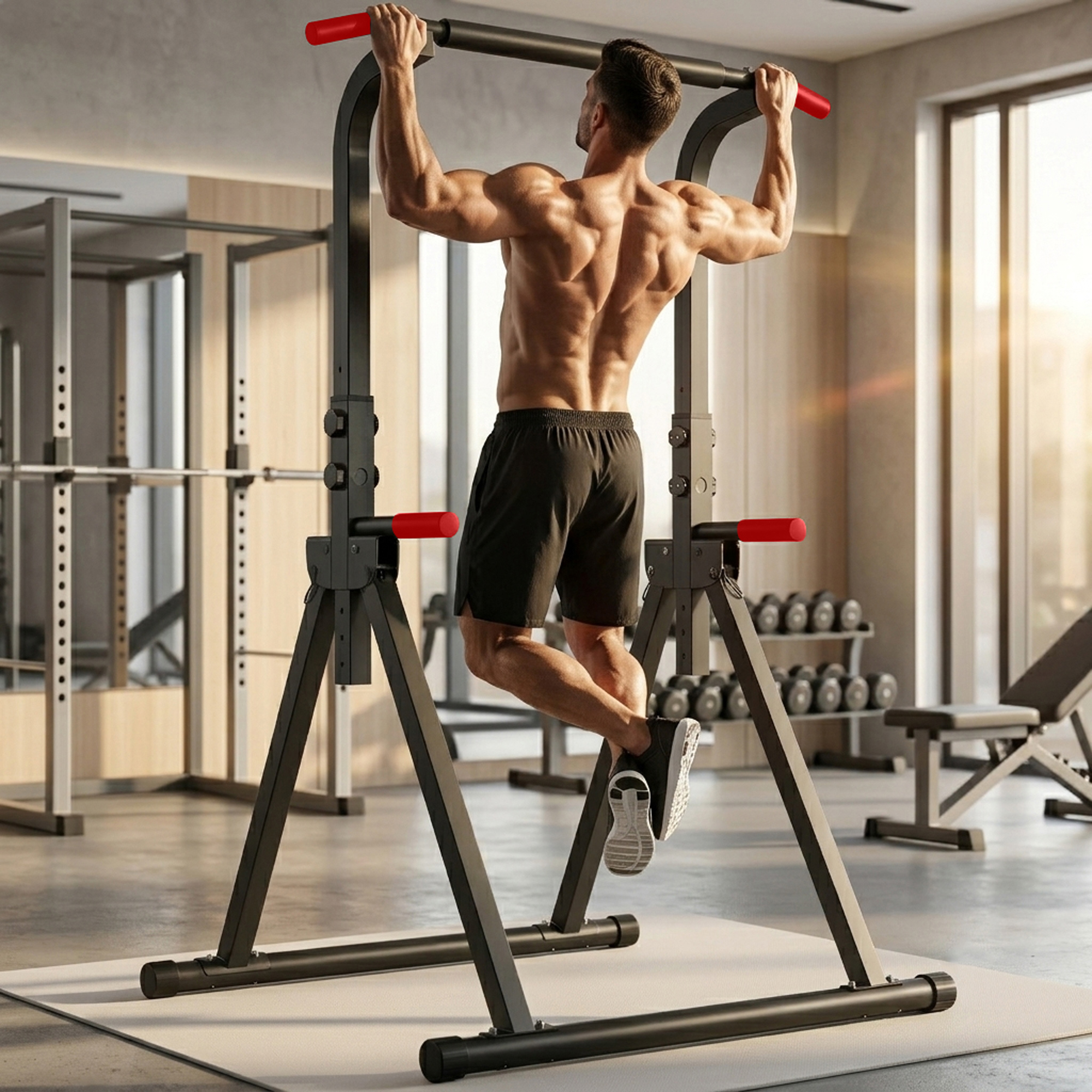 Tour de puissance debout avec barre de traction pliable – station de trempage – Image 2