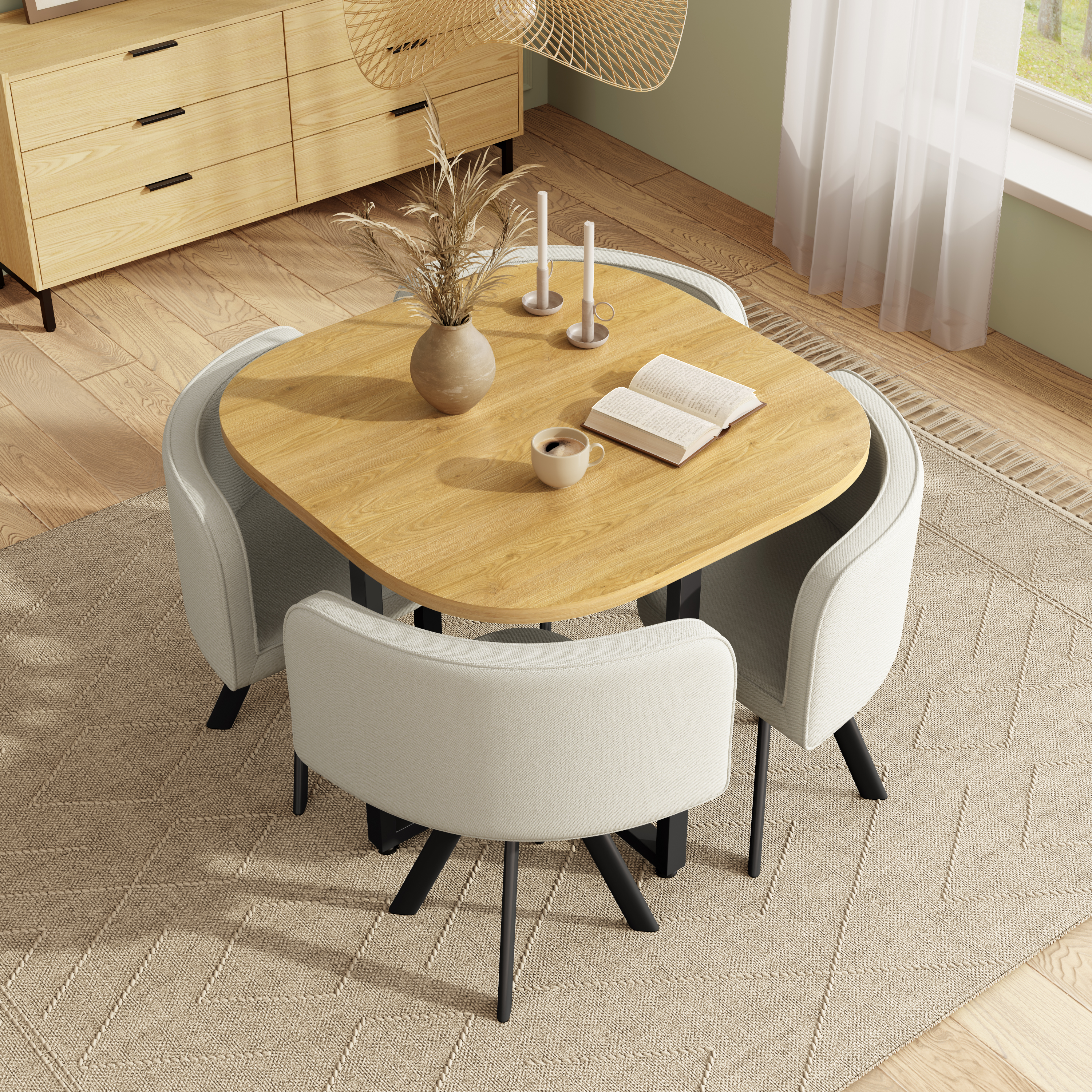 Dining Table And Chairs Set 4, Square Wooden Kitchen 85x85 With 4 For Small — image 5