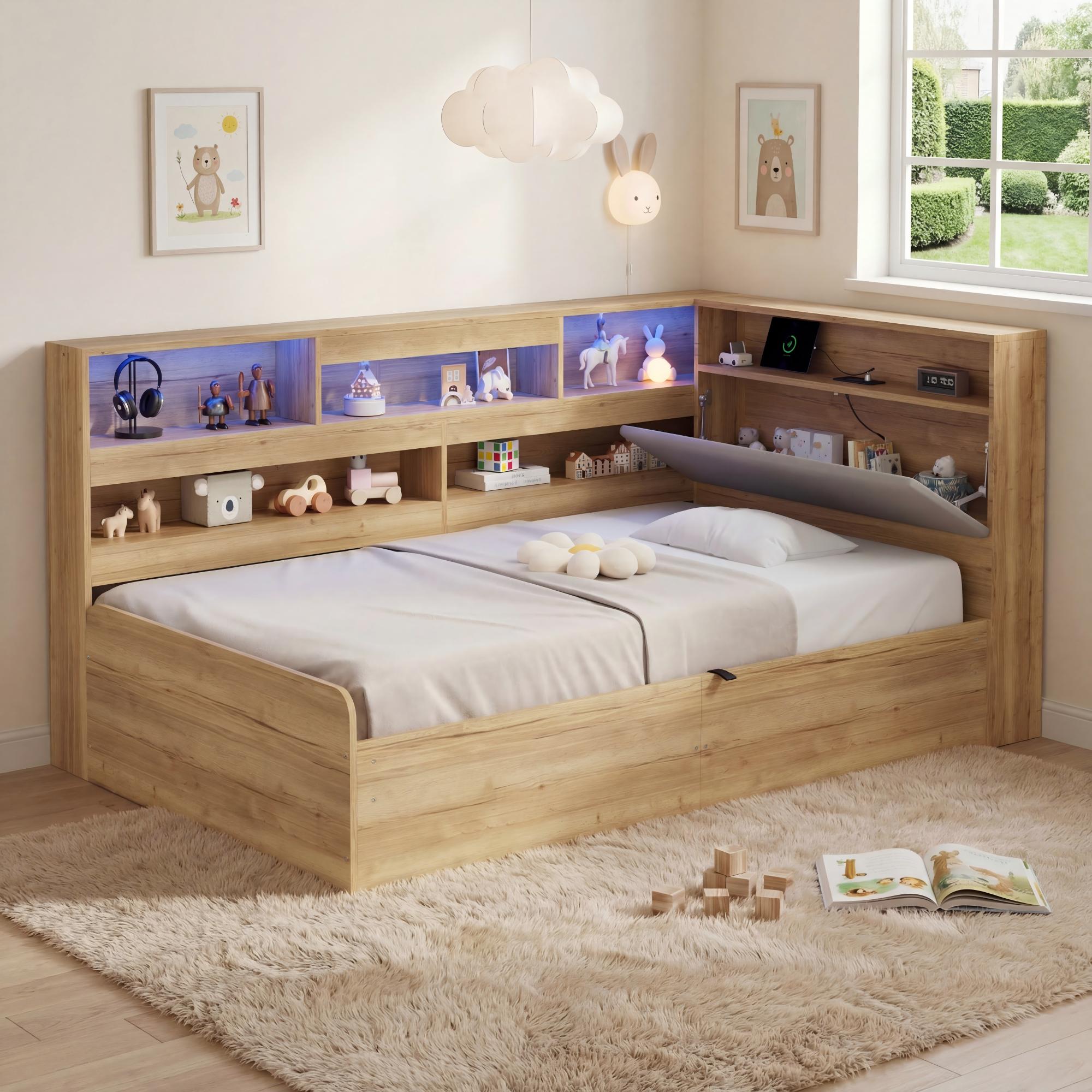Daybed, Hydraulic Storage Bed, Children's 90x190 Cm , Wooden Youth With USB — image 3
