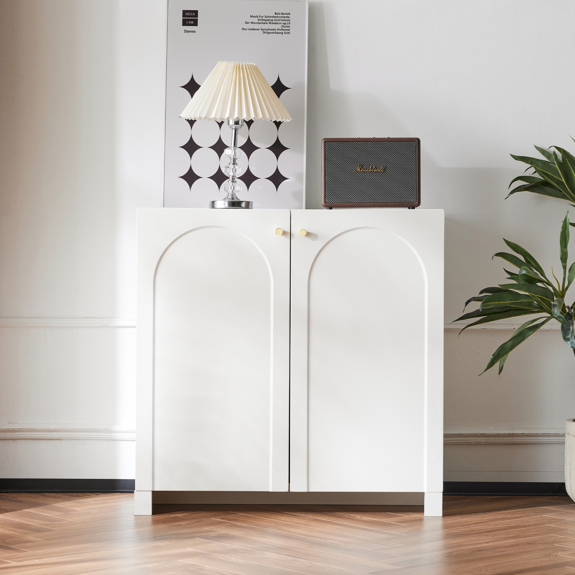 Storage Cabinet With 2 Doors, Wooden Buffet Sideboard Adjustable Shelf — image 3