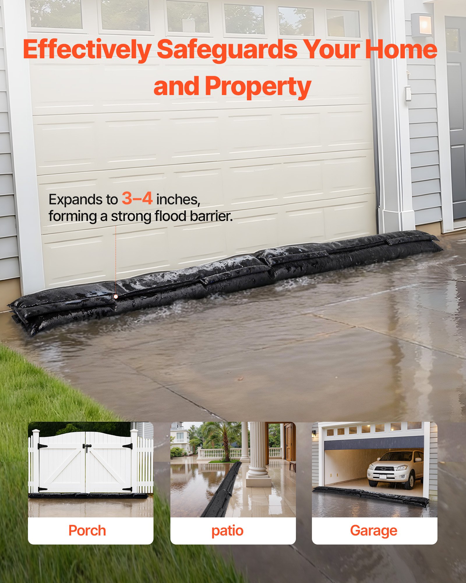 Flood Barrier, 4 Pack, 1530 X 210 Mm Bags Activated By Water, Absorbent — image 3