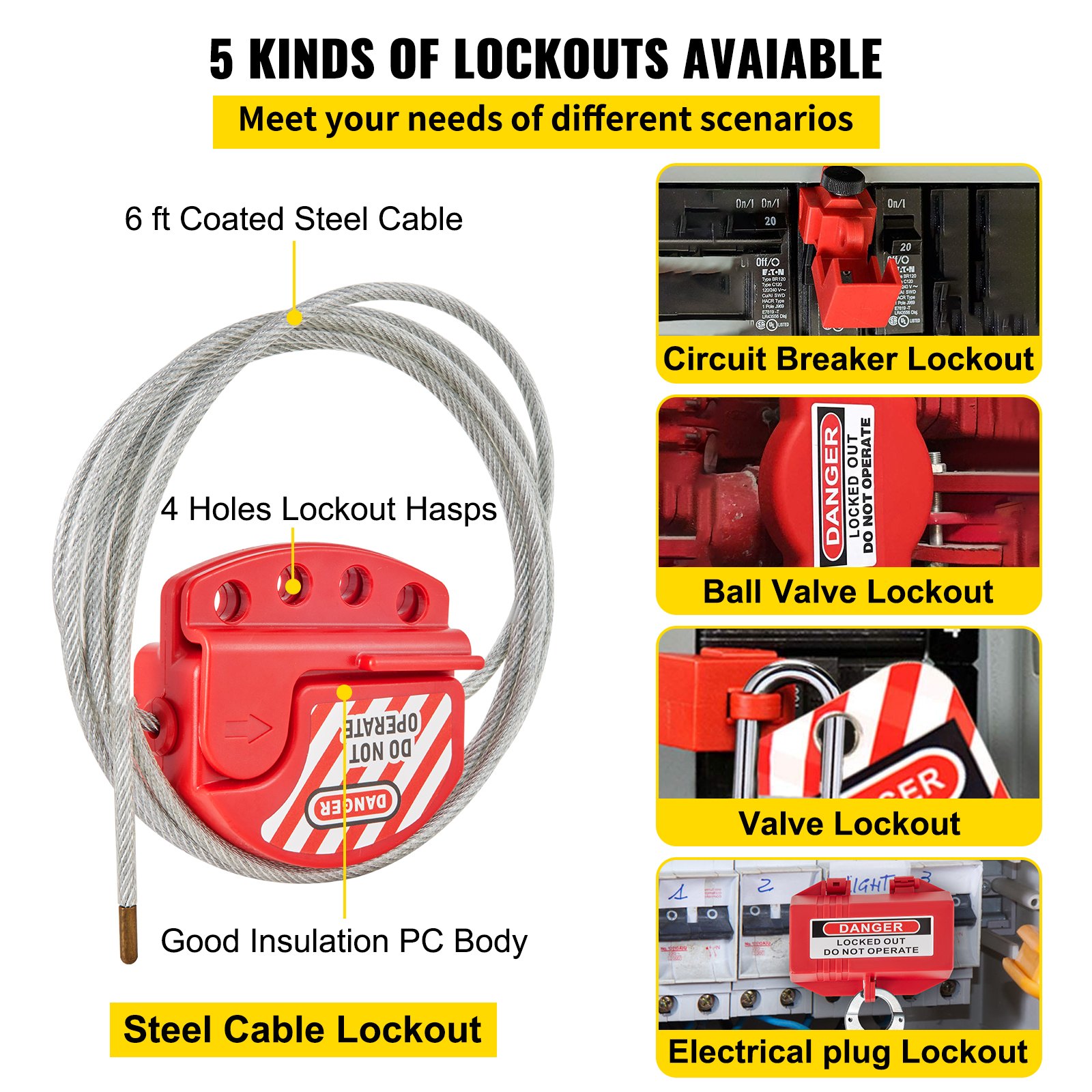 43 PCS Lockout Tagout Kits, Electrical Safety Loto Kit Includes Padlocks, 5 — image 2