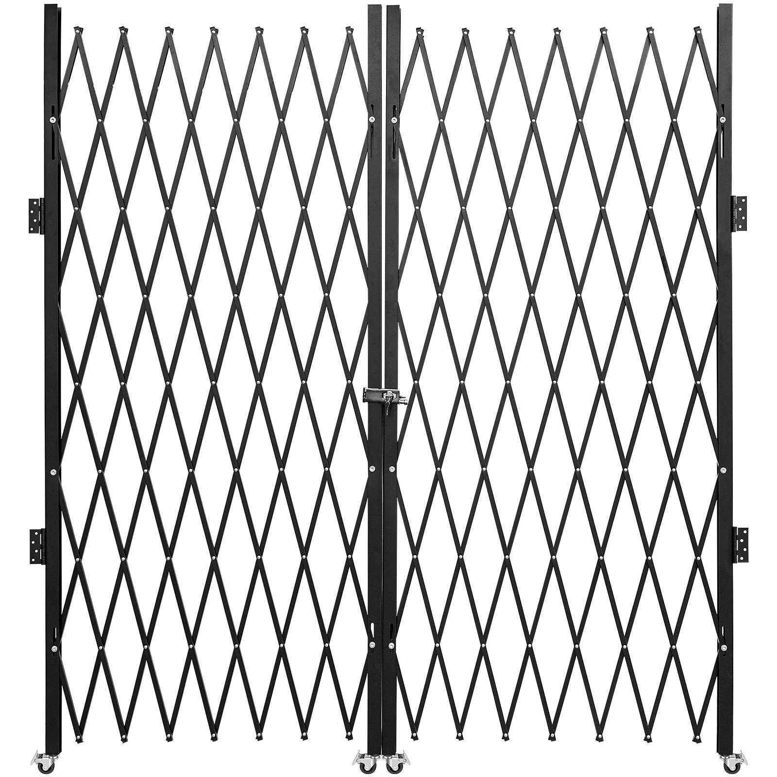 Double Folding Security Gate, 198 Cm H X 366 Cm W Folding Door Gate, Steel Accordion Security Gate, Flexible Expanding Security Gate, 360° Rolling Barricade Gate, Scissor Gate Or Door With Keys