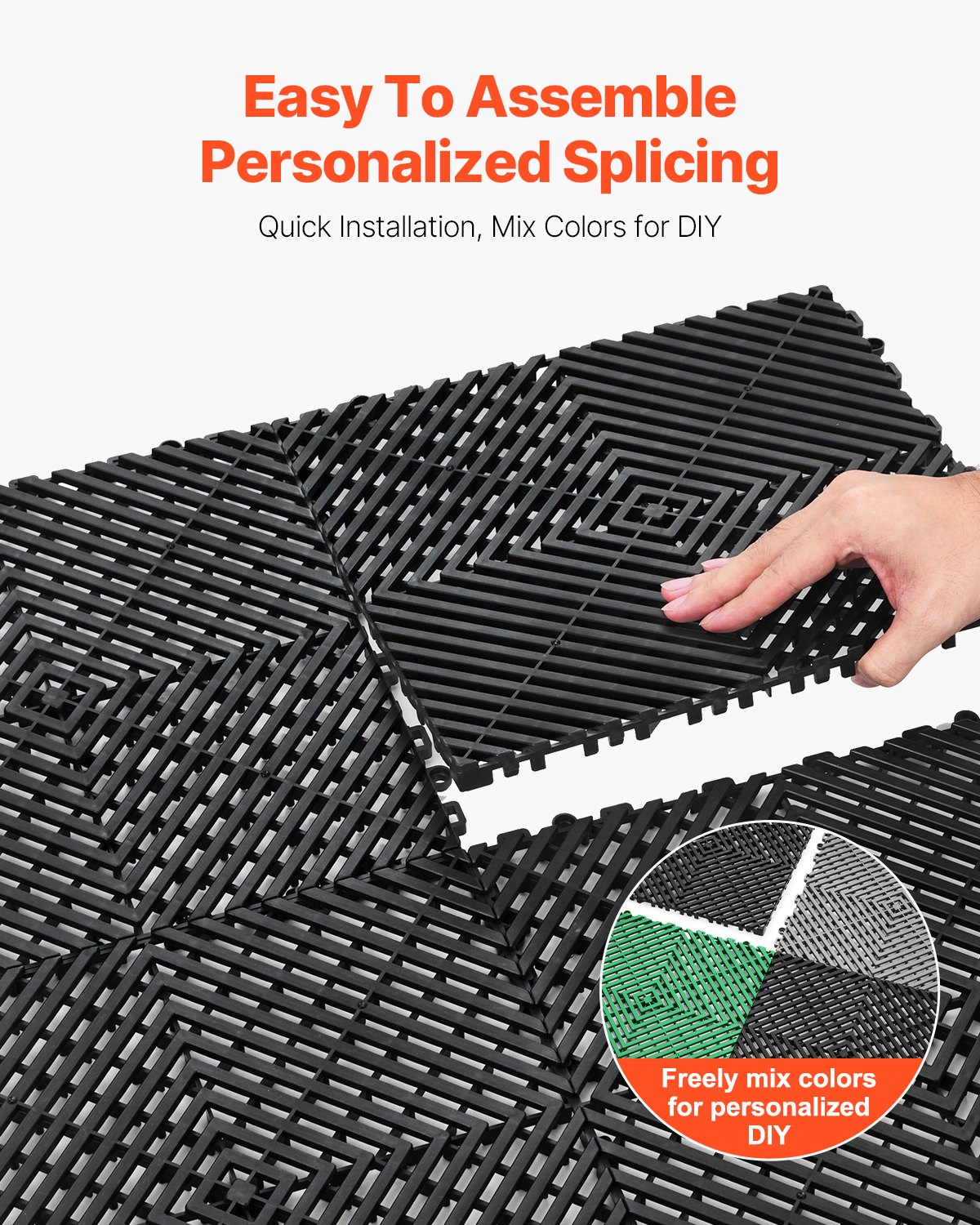 Interlocking Drainage Mat, 12” X 12” Modular Cushion, 55 Pcs Splicing Mats — image 5