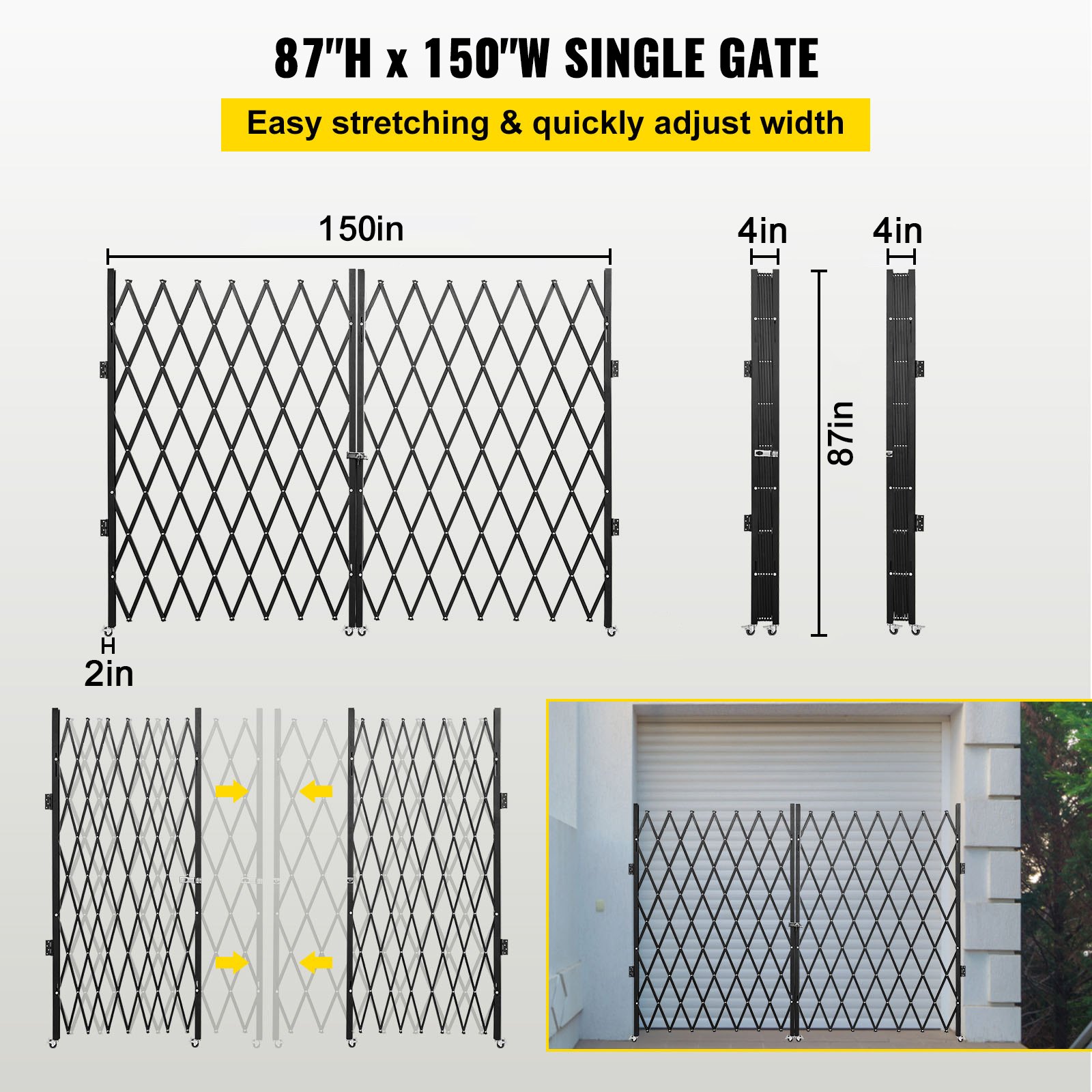 Double Folding Security Gate, 198 Cm H X 366 Cm W Door Steel Accordion Flexible — image 5