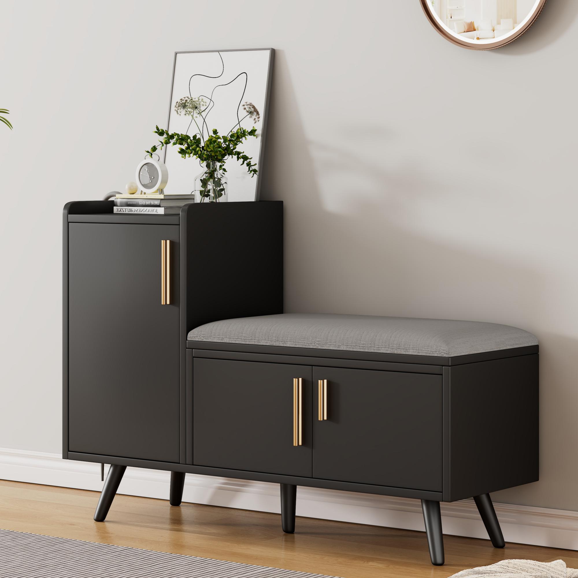 Modern Shoe Bench Storage Cabinet, Adjustable Space For Boots Or Heels — image 3