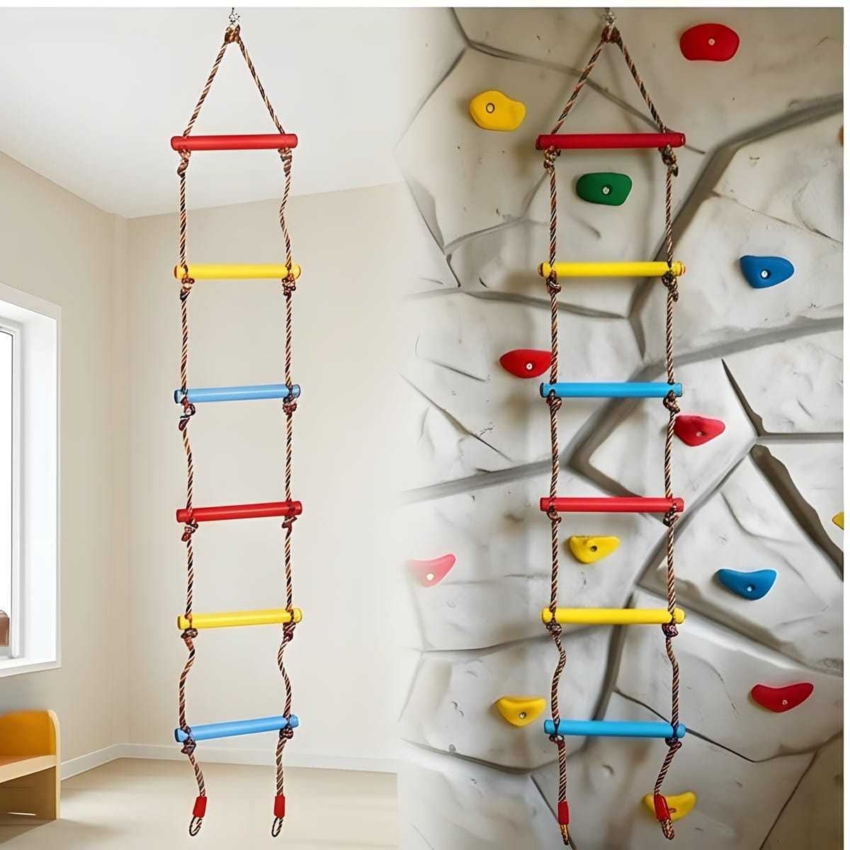 Colorful Climbing Rope Ladder Wall Decoration, Stylish Interior Design With A Sturdy Rope Party Accessory Set