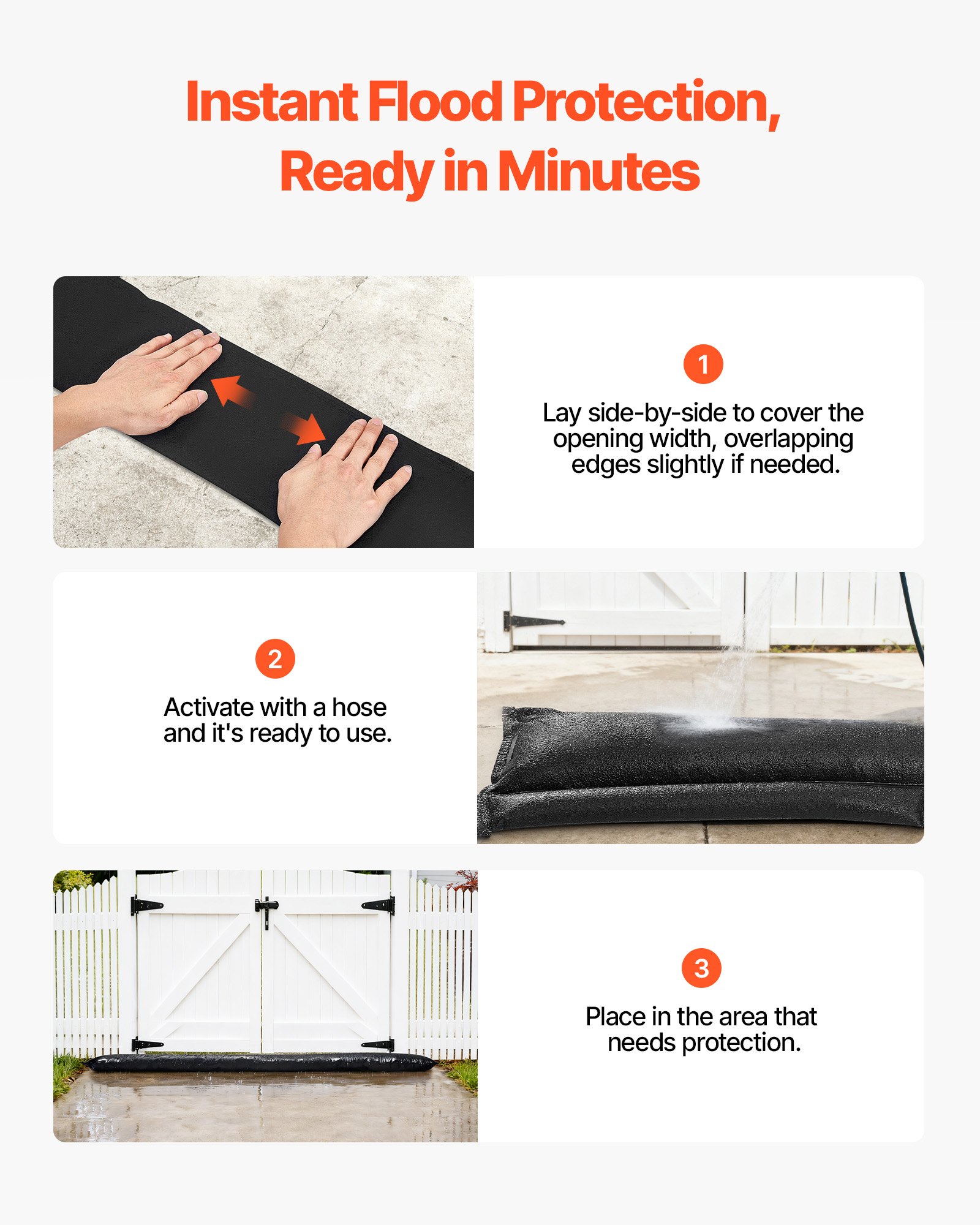 Flood Barrier, 8 Pack, 3050 X 210 Mm Bags Activated By Water, Absorbent — image 3