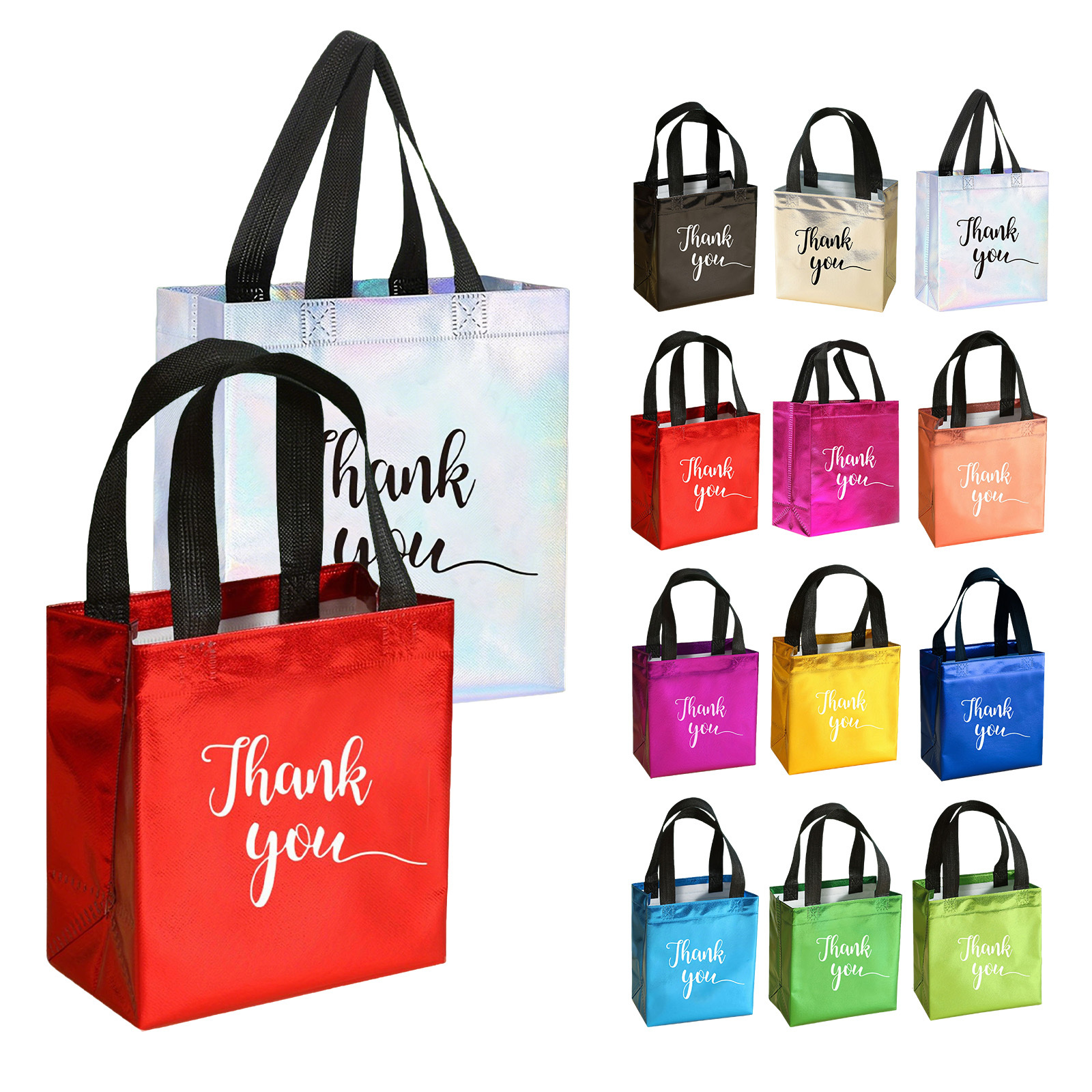 24pcs Thank You Gift Bags With 12 Colors, Bags With Handles - Perfect As Goodie Bag, Thanksgiving, Return Gifts