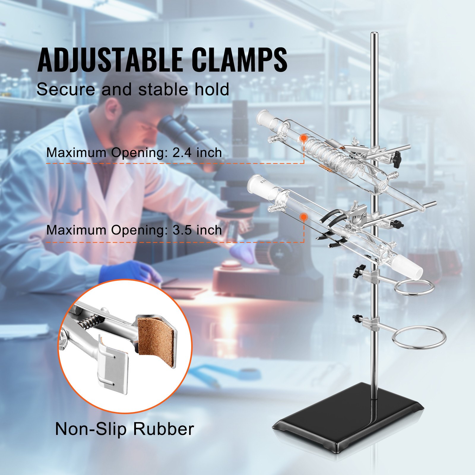 Lab Stand Support, Laboratory Retort 2 Sets, Steel 59.9 Cm Rod And 21.1 X 13.5 — image 2