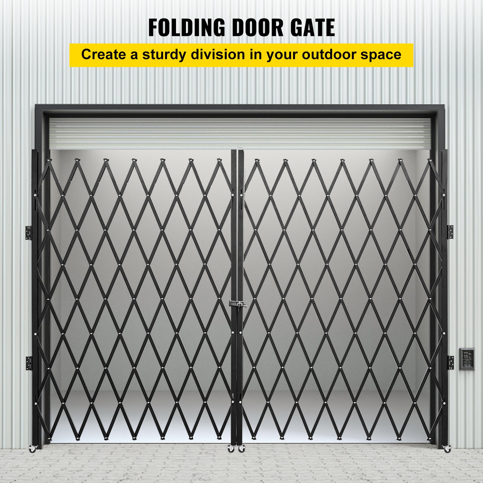 Double Folding Security Gate, 198 Cm H X 366 Cm W Door Steel Accordion Flexible — image 2