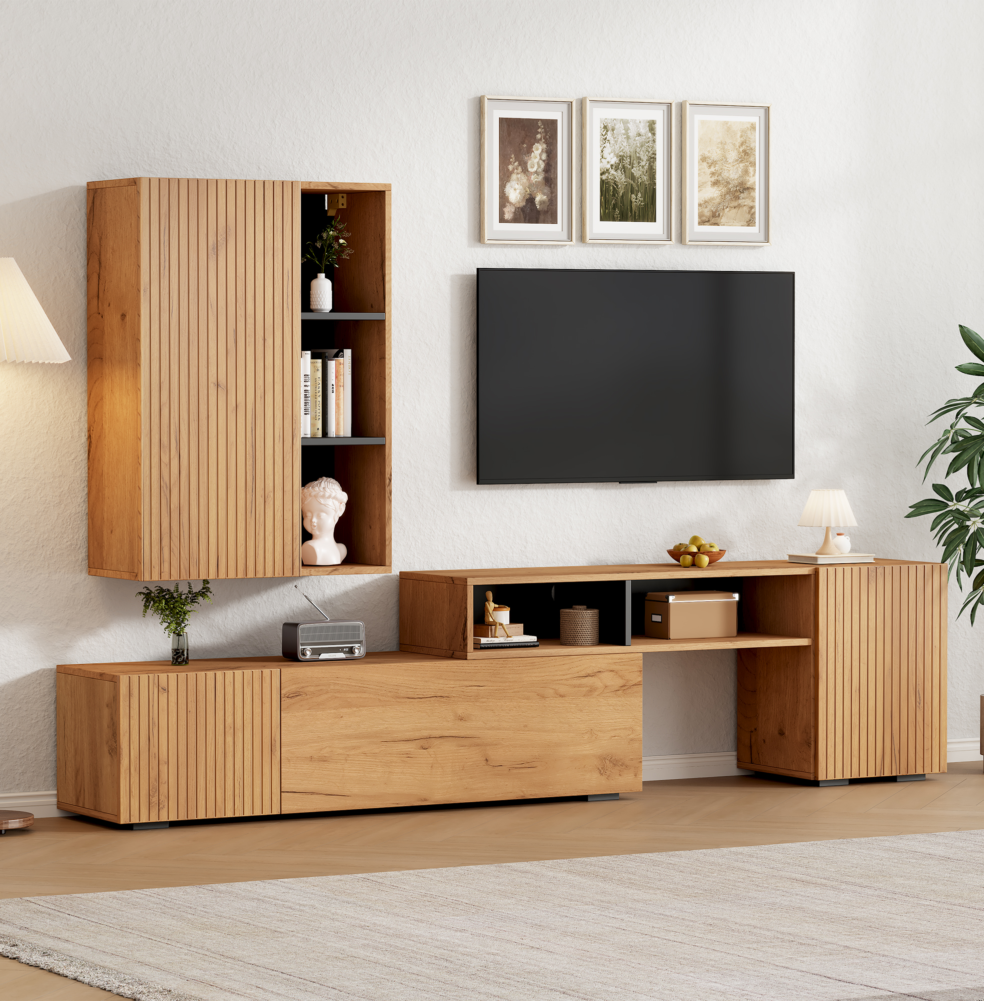 TV Wall Unit Set With Display Cabinet 2 Pieces ,f, TV Living Room Furniture — image 2