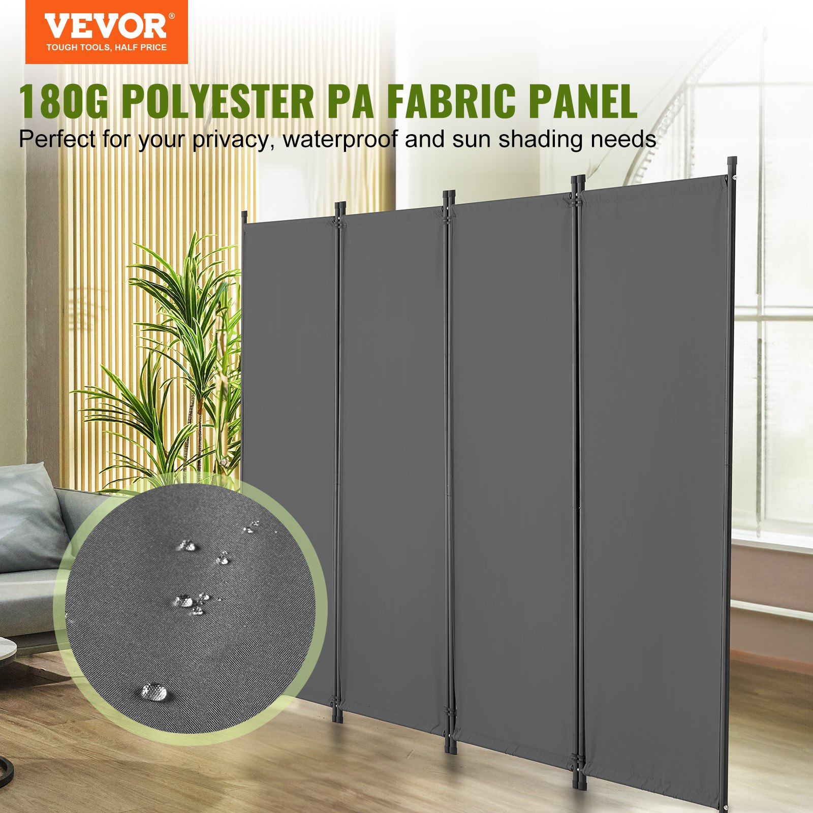 Room Divider, 4 Panel Dividers And Folding Privacy Screens, Fabric Partition — image 4