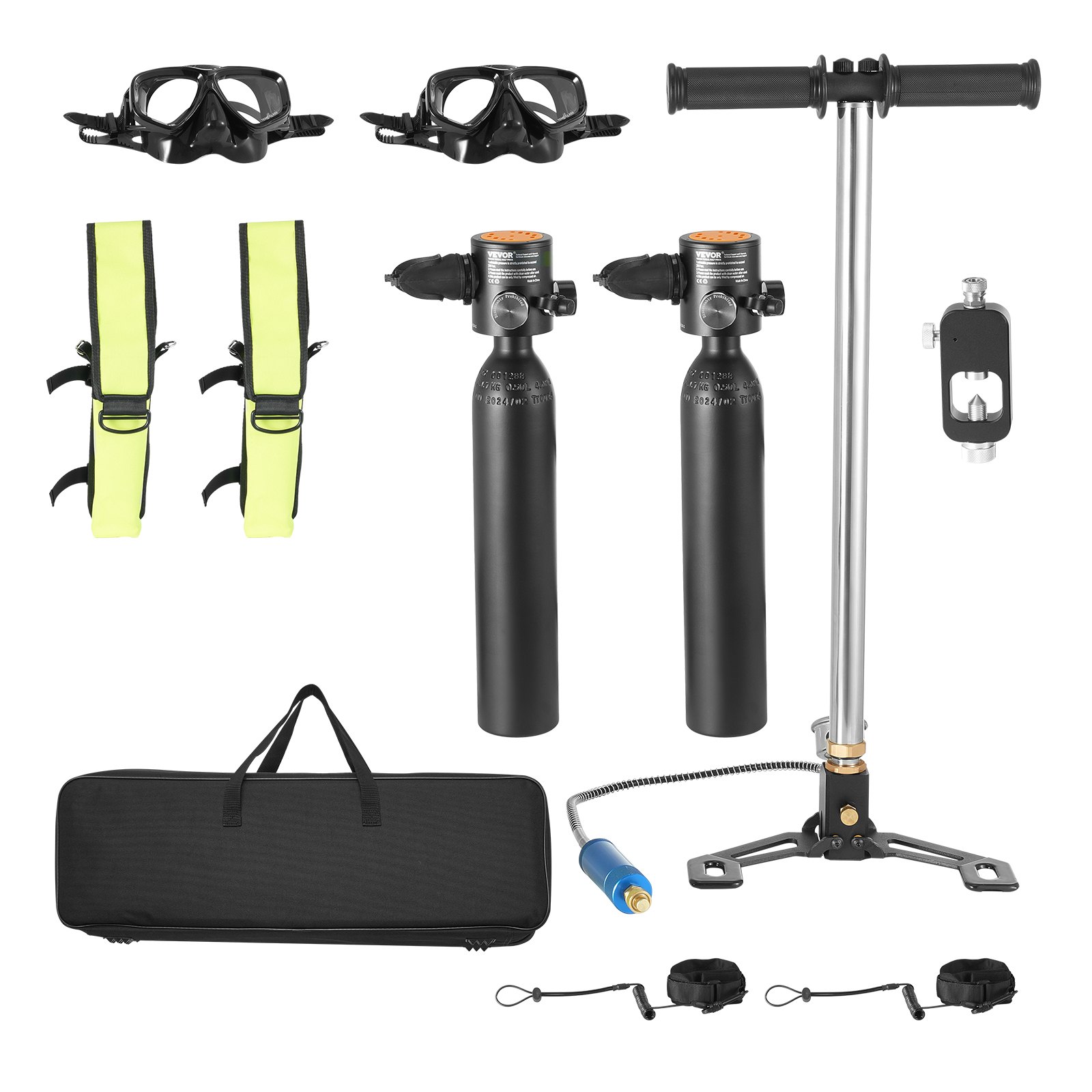 Scuba Tank, 0.5L Portable Diving Tank, Diving Oxygen Cylinder With Pump Supports 5-10 Minutes Underwater Breathing, 98.43 Ft Diving Depth, Refillable Snorkel Air Tank For Underwater Exploration product image