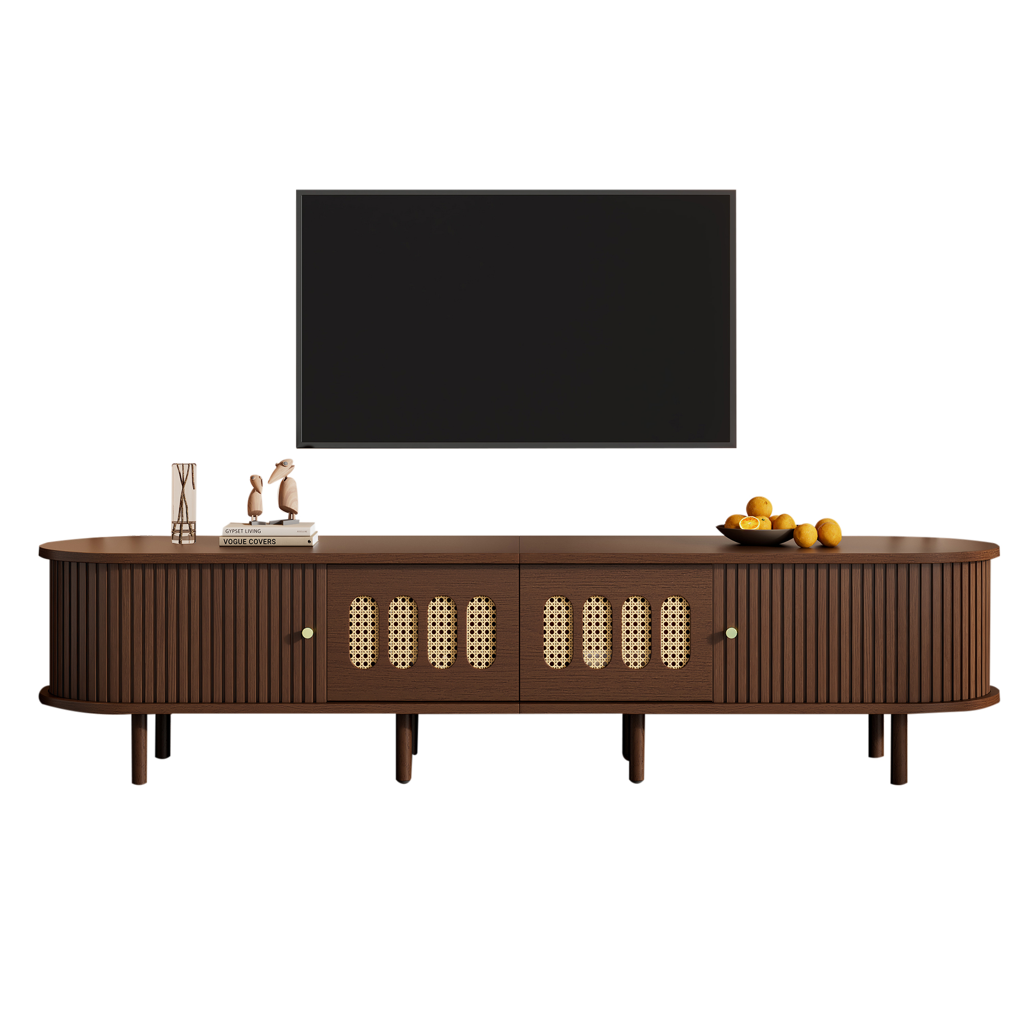 TV Stand, Modern Entertainment Cabinet, With 2 Drawers And 2 Roller Shutter — image 3