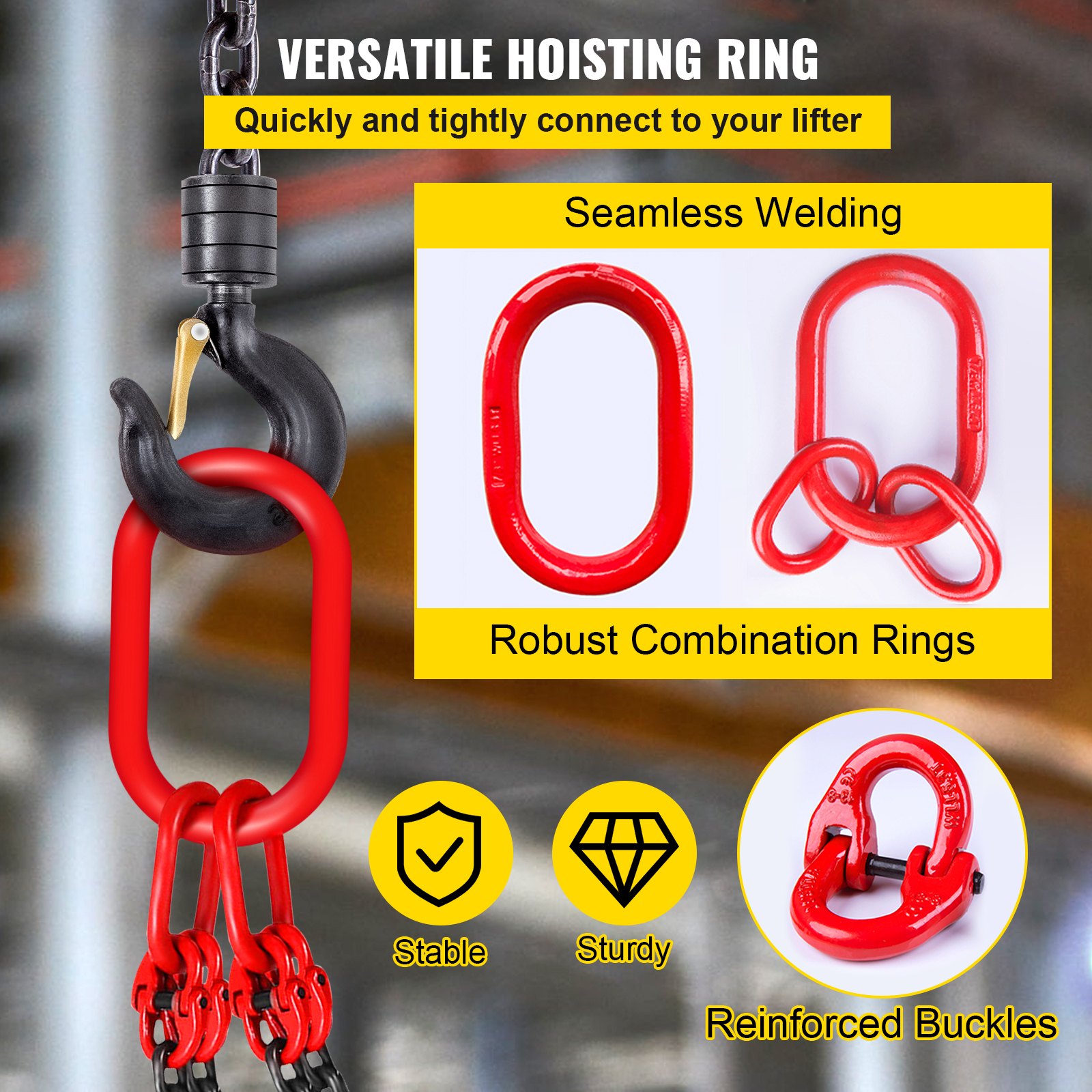304.8 Cm Lifting Chain Sling, 7.9 Mm Hanging Lift 4989.5 Kg Capacity G80 Alloy — image 5