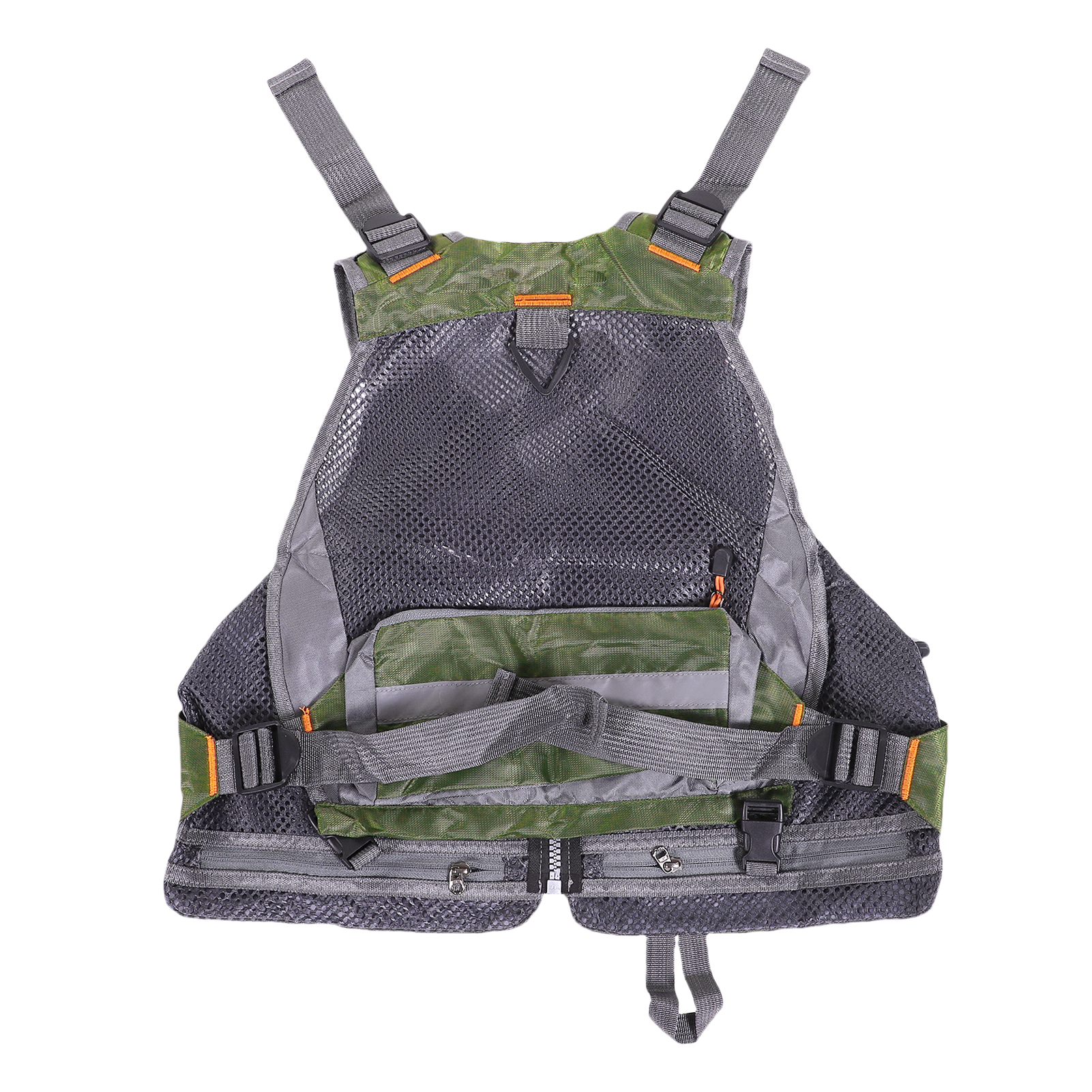 Fishing Vest Adjustable Strap Lightweight Quick Dry Mesh Shoulder Pad Multi-Pocket Vest For Fishing Adventure Green