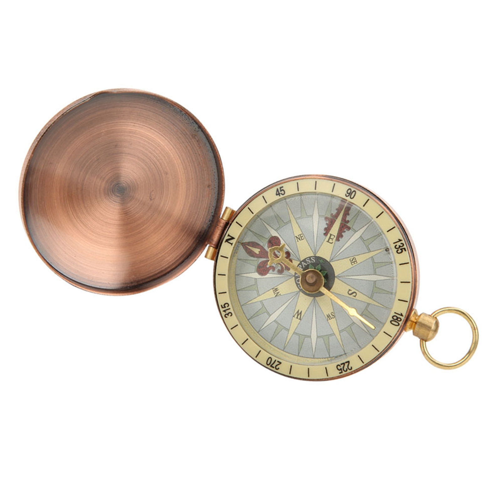 Portable Vintage Retro Metal Copper Flip Cover Pocket Watch Compass For Camping Hiking Boatingcompass 5