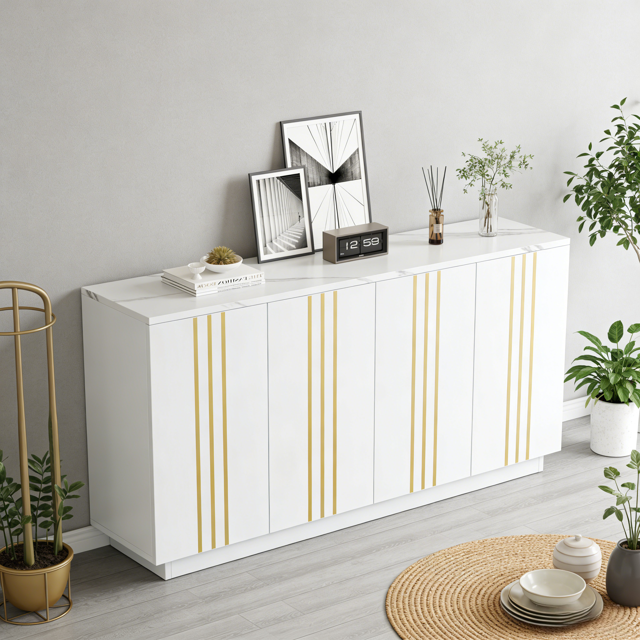 Living Room Sideboard, Storage Cabinet With 4 Doors, 35 X 140 X 70 Cm. Design — image 2