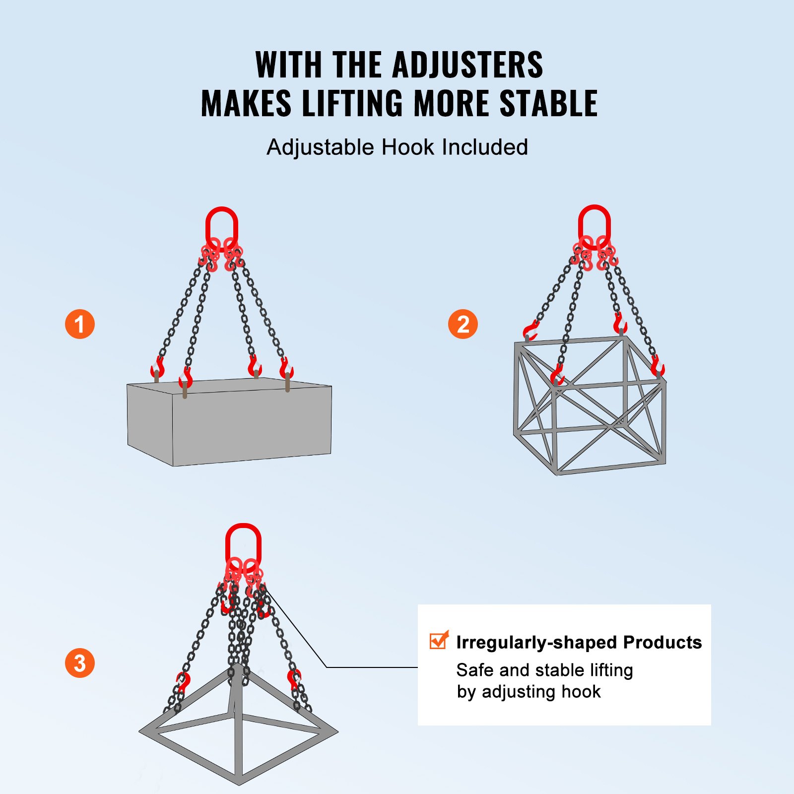 Chain Sling, 5/16 Inch X 10 Ft Lifting Chains With Hooks, G80 Engine Hoist — image 4