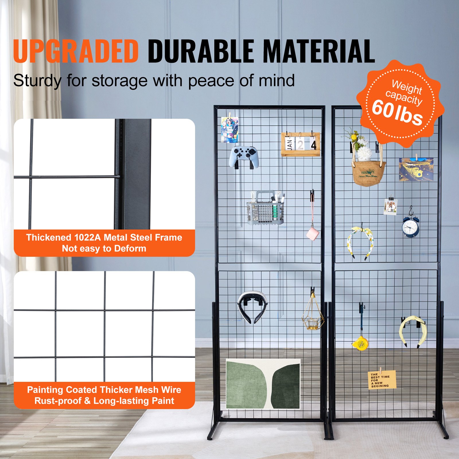 61 x170.7 cm grid wall panels tower, 2 packs wire gridwall