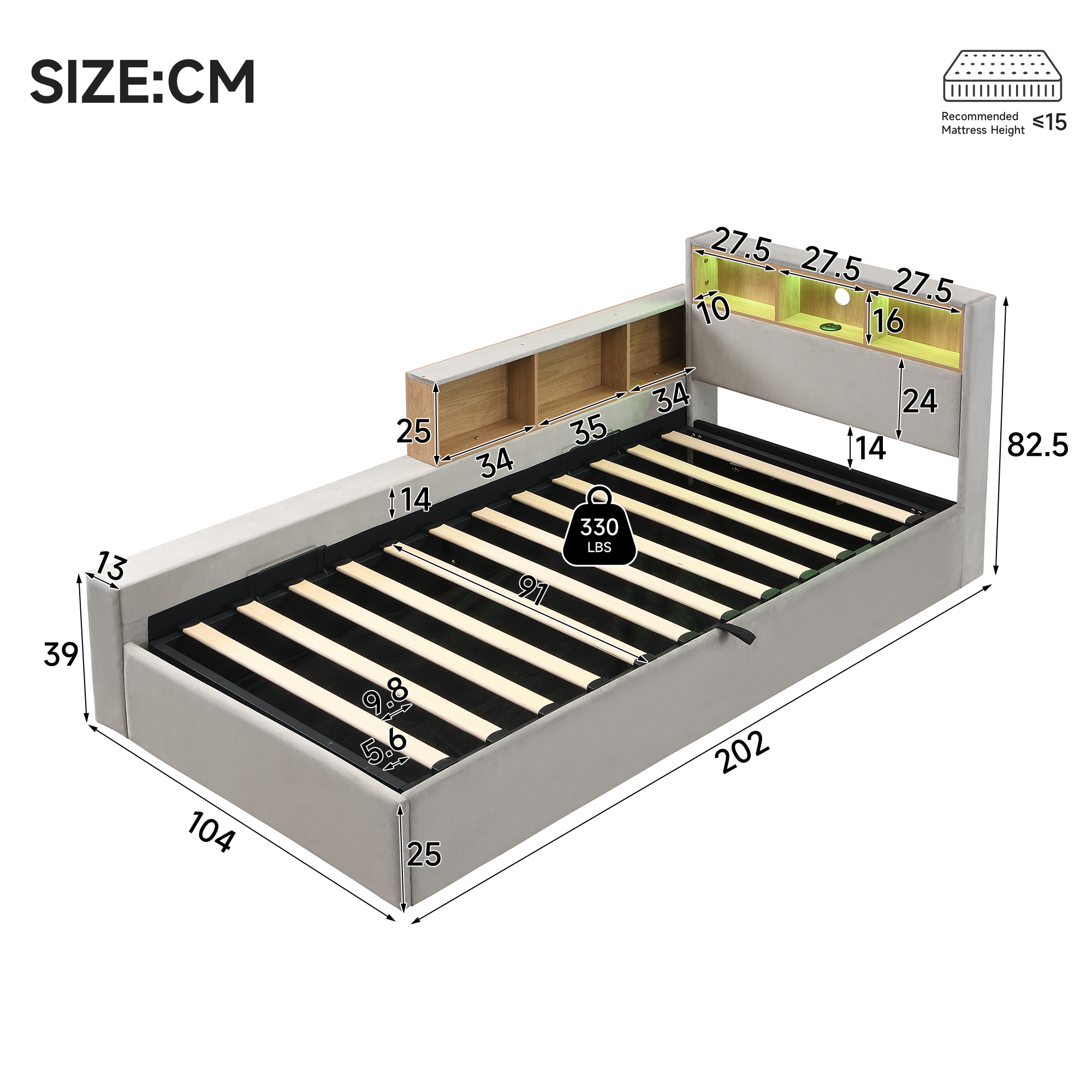 Upholstered Bed, 3FT Single 90x190cm, Daybed Sofa Modern Velvet Youth — image 2