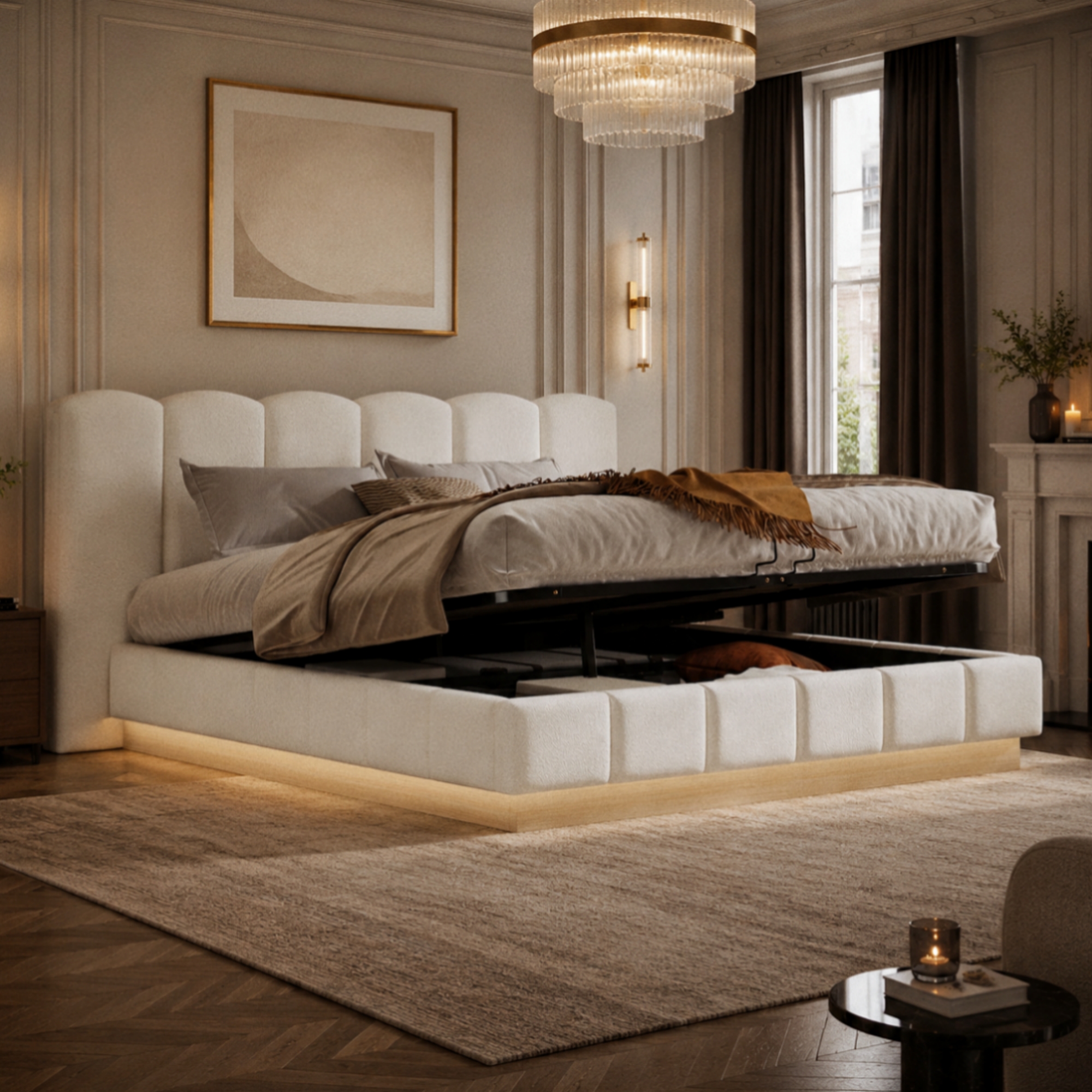 6FT Super King Size Ottoman Storage Bed 180 X 200 Cm Hydraulic Lift-Up — image 3
