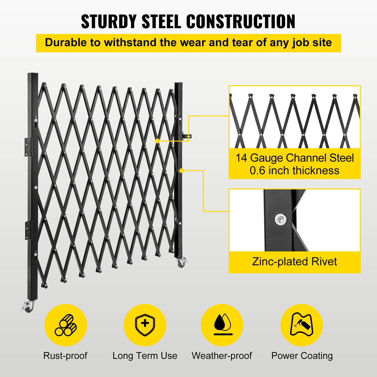 Single Folding Security Gate, 190 × 131 Cm(W × H) Door Steel Accordion Flexible — image 2