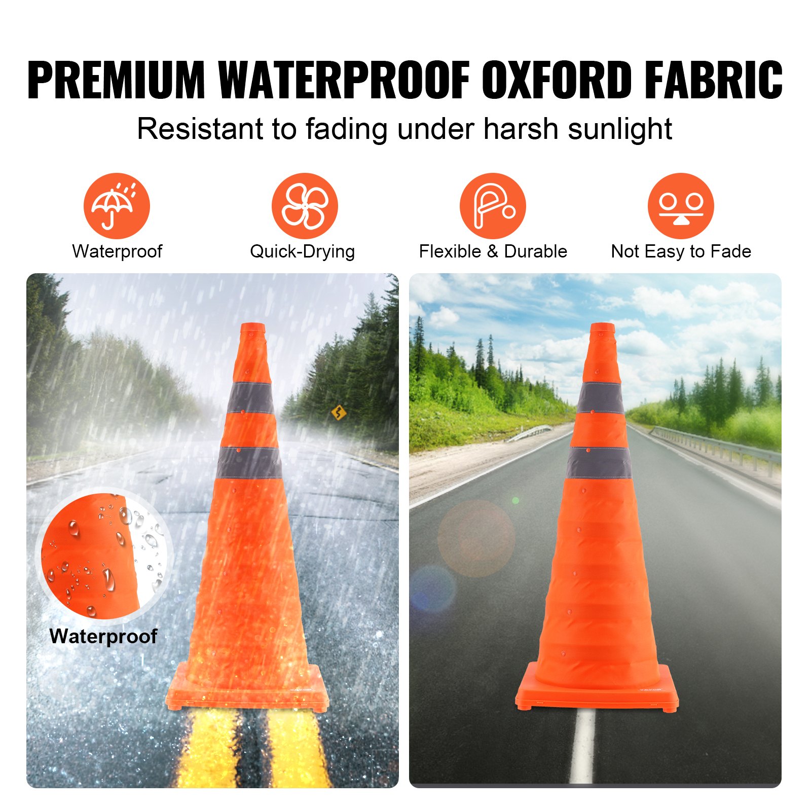 Safety Cones, 4 Pack 28 Inch Collapsible Traffic Construction With Reflective — image 5