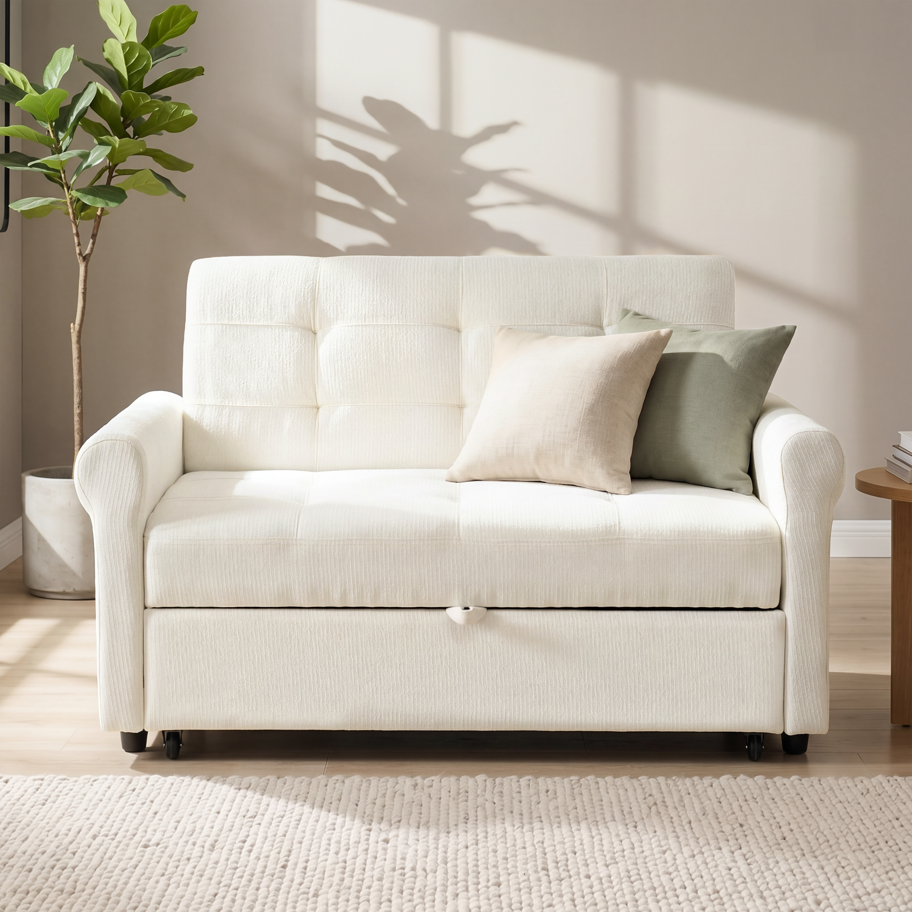 Convertible Pull Out Sofa Bed, 2 Seater Sleeper Loveseat With Side Storage — image 2