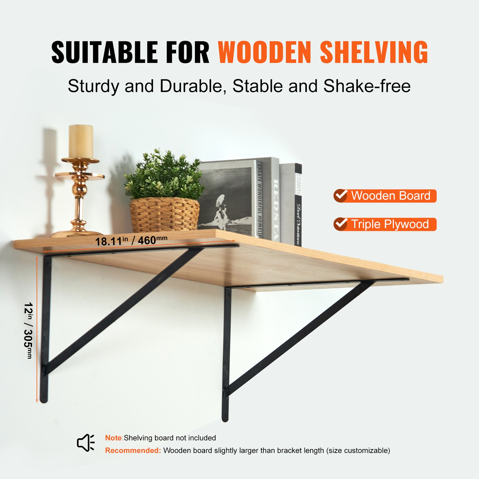 Shelf Bracket, 18 X 12 In 12 Pcs, Heavy Duty Floating Brackets, For Shelves — image 5