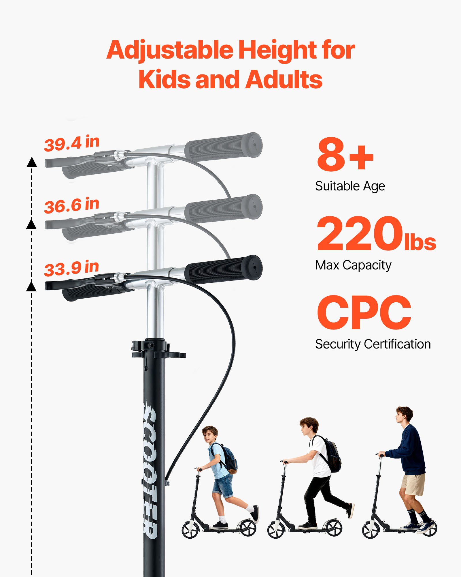 Kick Scooter For Kids Ages 8+, Teens & Adults, 2-Wheel Toddler With Adjustable — image 2