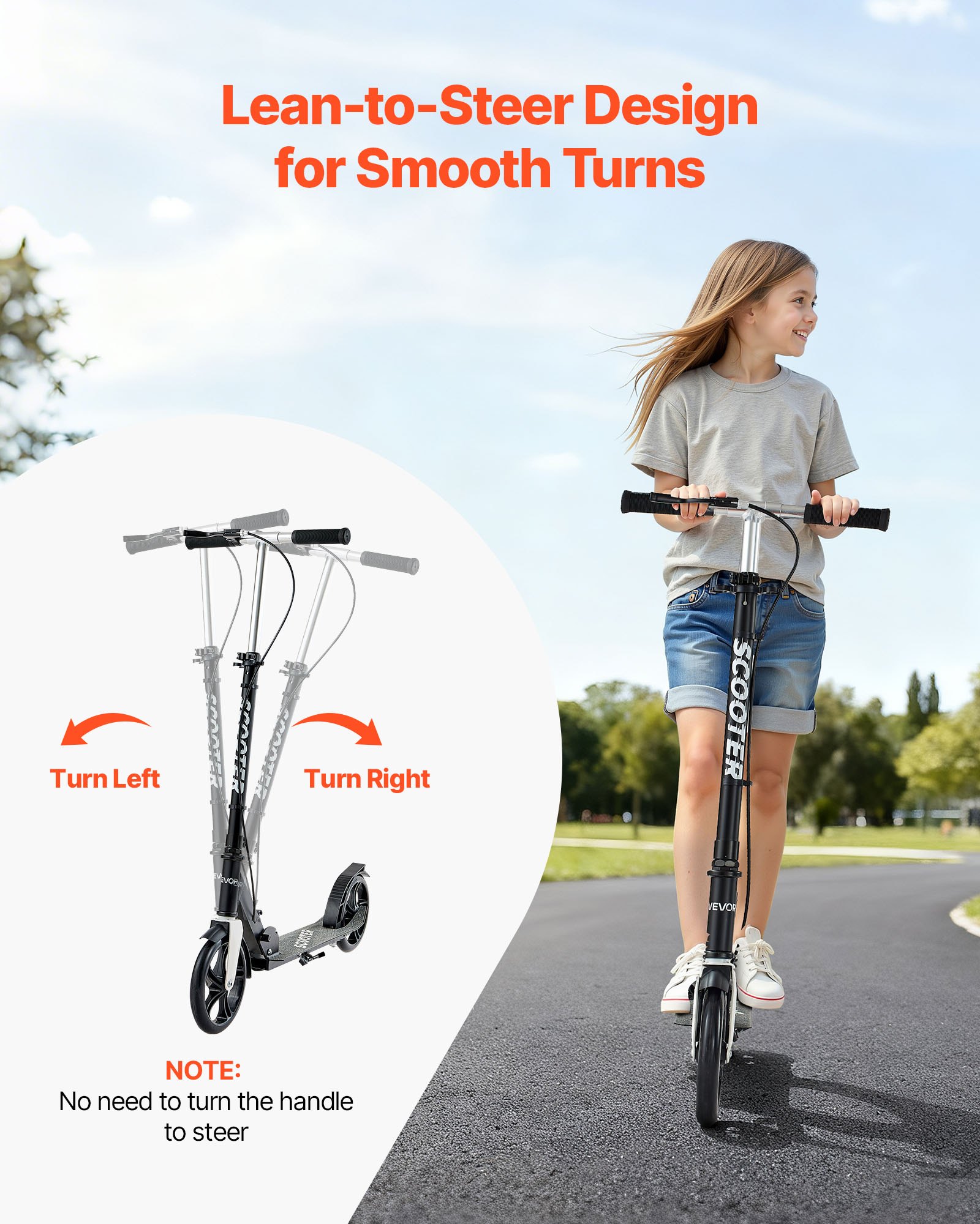 Kick Scooter For Kids Ages 8+, Teens & Adults, 2-Wheel Toddler With Adjustable — image 5