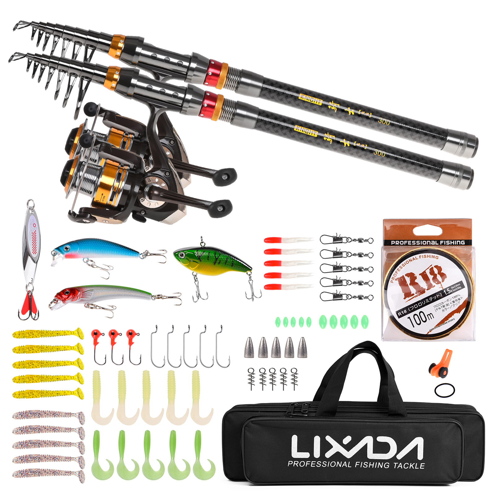 Fishing Rod And Reel Combo Carbon Fiber Telescopic Fishing Rod With Fishing Reel Combo Carrier Bag Case Saltwater Freshwater Travel Fishing Lures Jig 