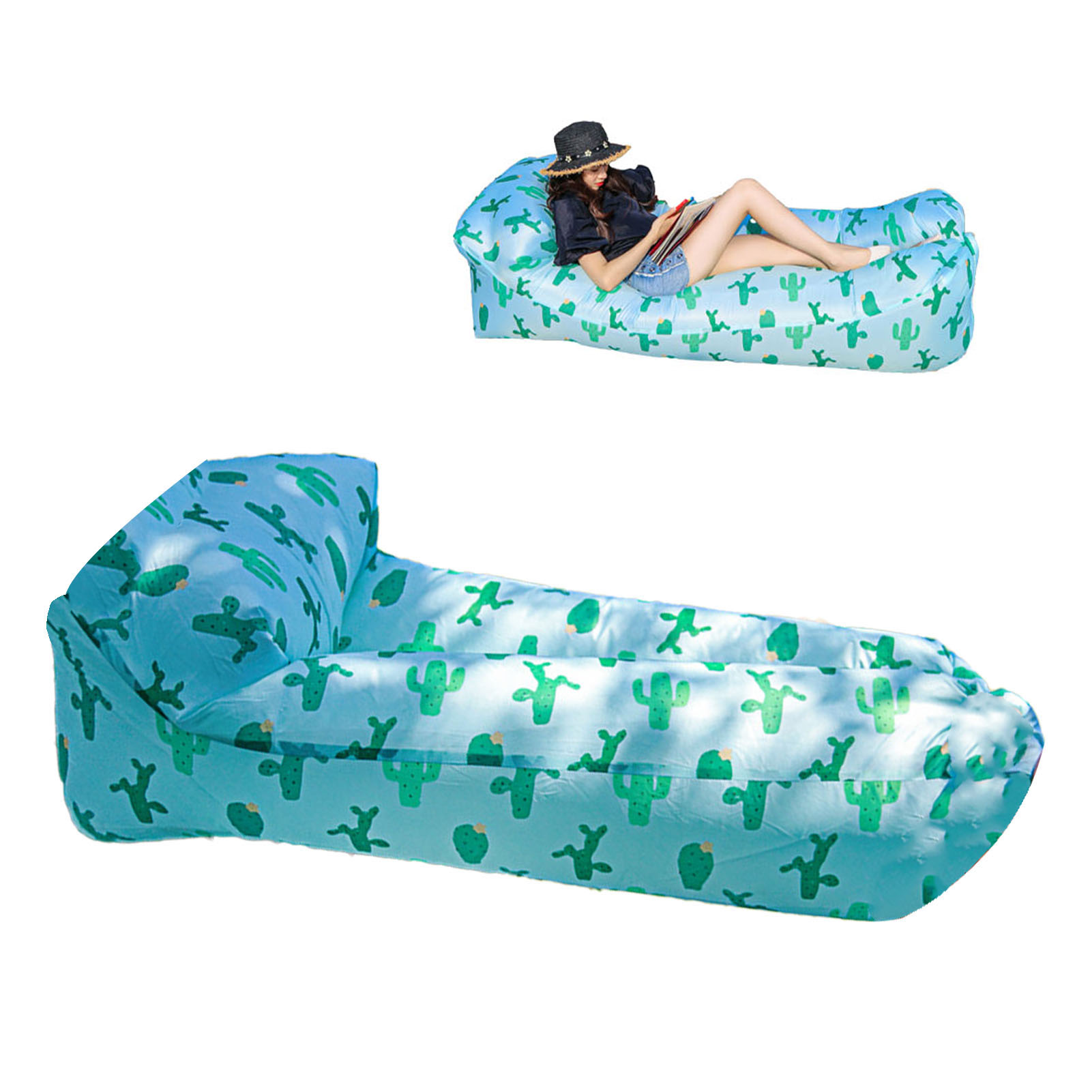 Chaise longue gonflable portable pliable en fibre de polyester confortable bonne – Image 3