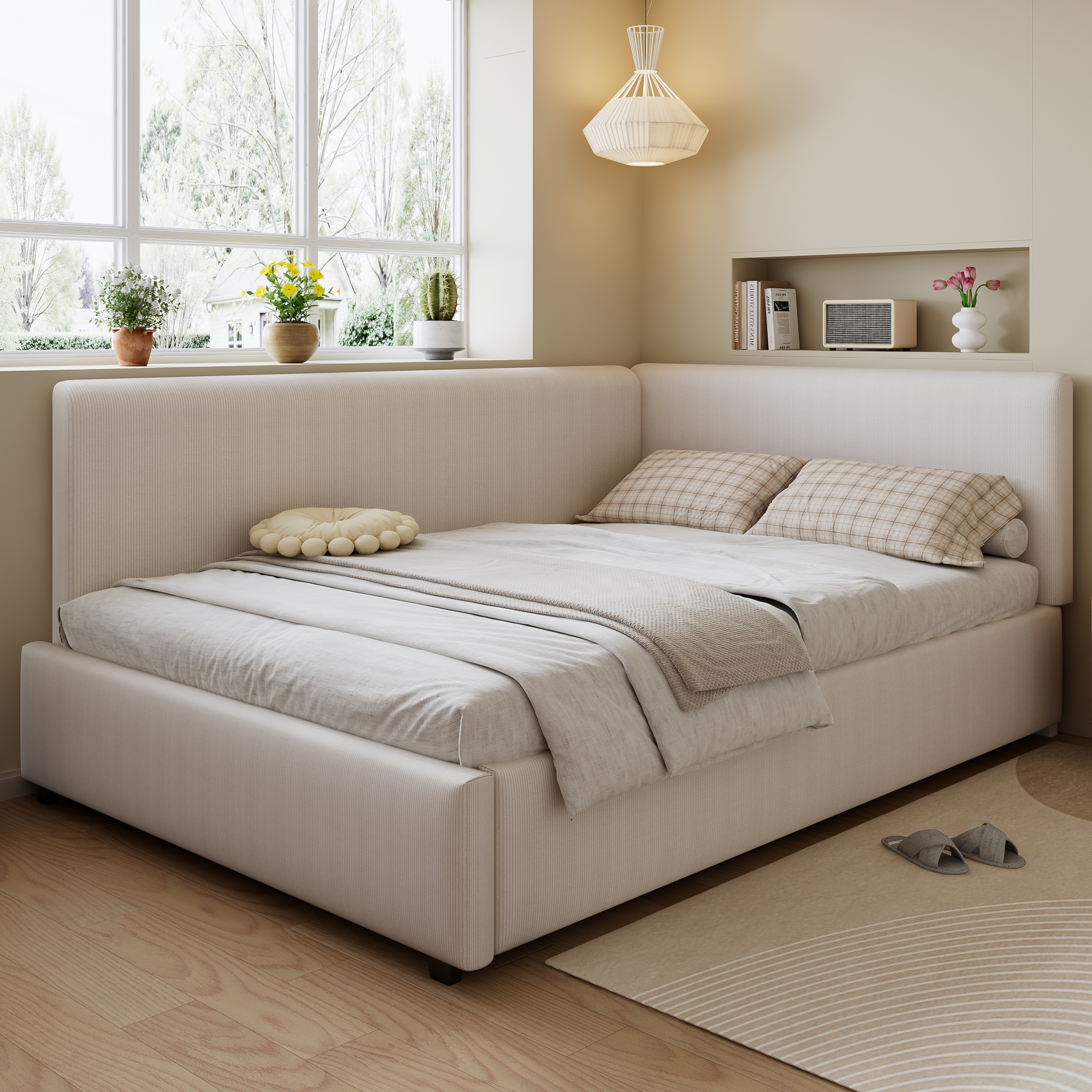 Upholstered Bed, 4ft6 Double 135x190cm, With Wooden Slats, Side Rails On — image 3